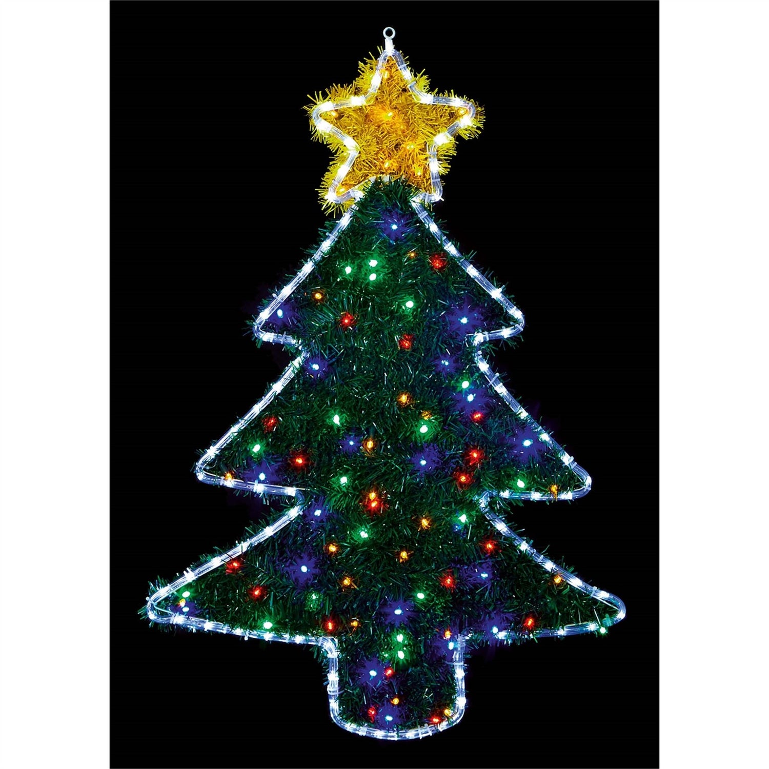 1m x 70cm Christmas Tree Tinsel Light with 90 Multi LED's | Homebase