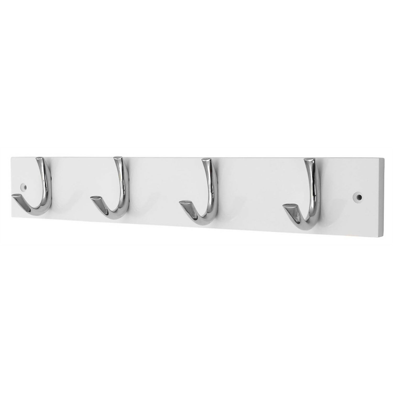 4 Small Rib Hooks Chrome on White Board Homebase