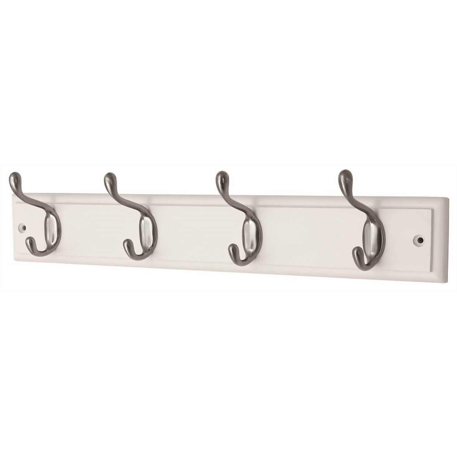 4 Heavy Duty Satin Nickel Hat and Coat Hooks on White Board Homebase