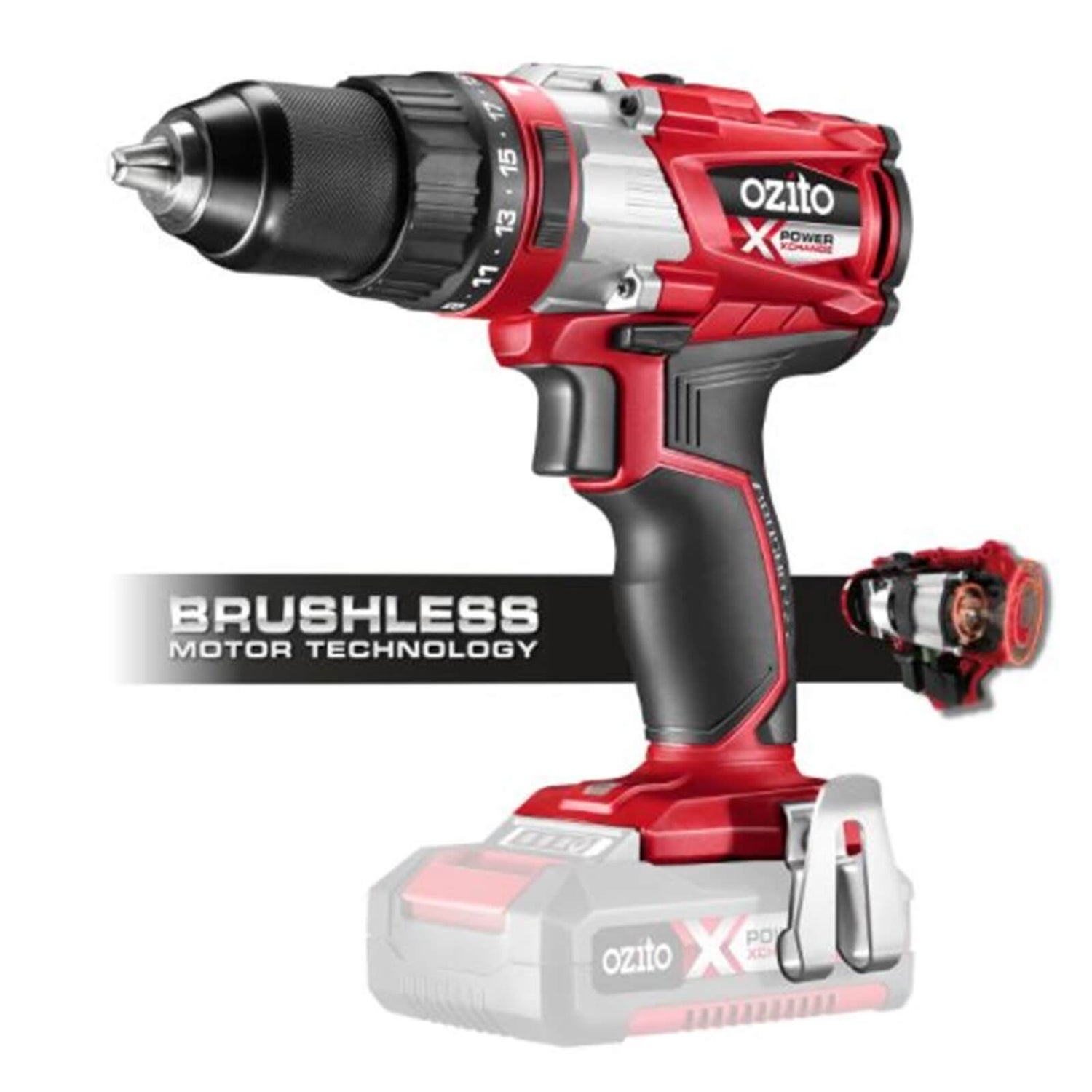 Ozito by Einhell Power X Change 18V Cordless Brushless Hammer Drill