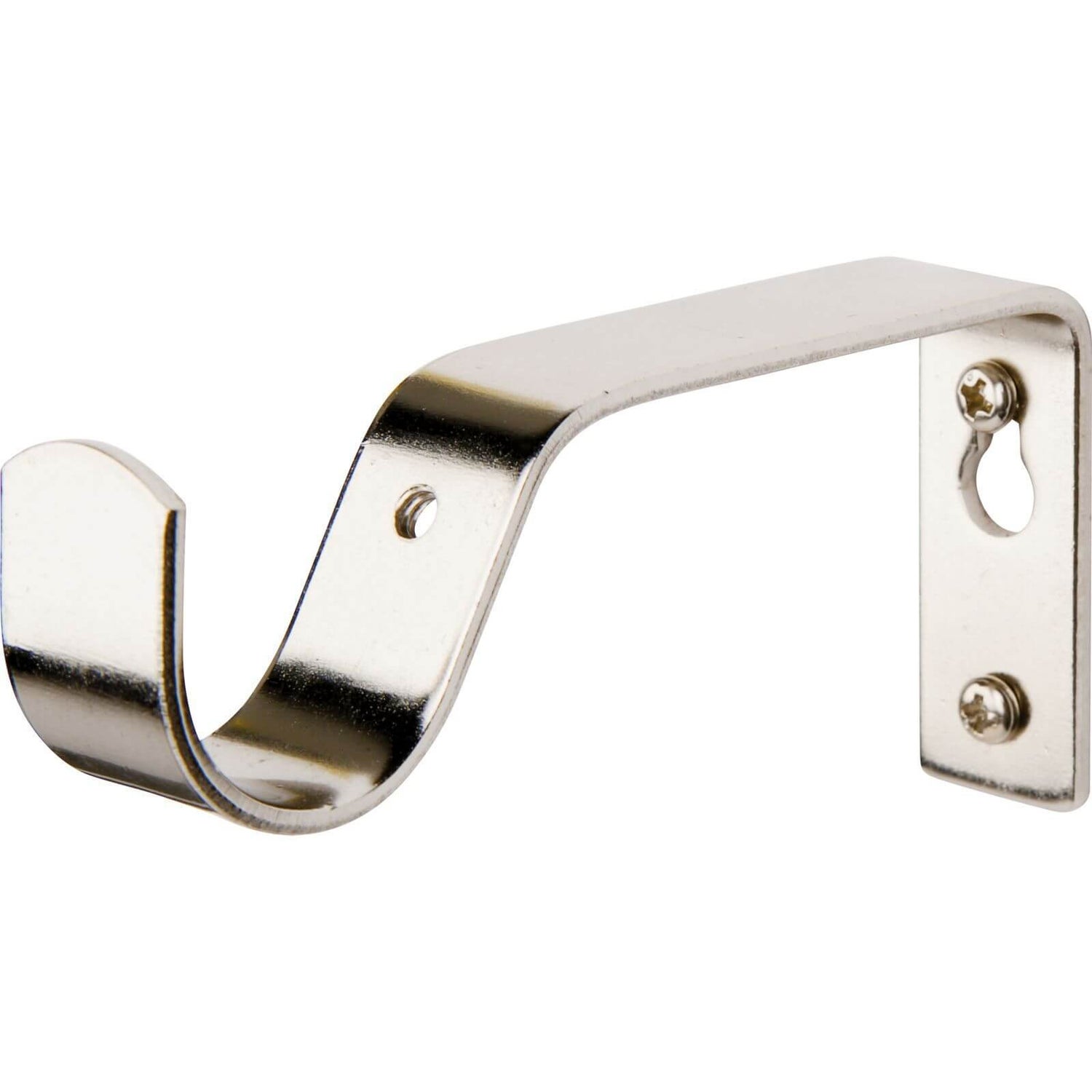 Harrison Drape Polished Chrome Fixed Curtain Pole Bracket | Homebase