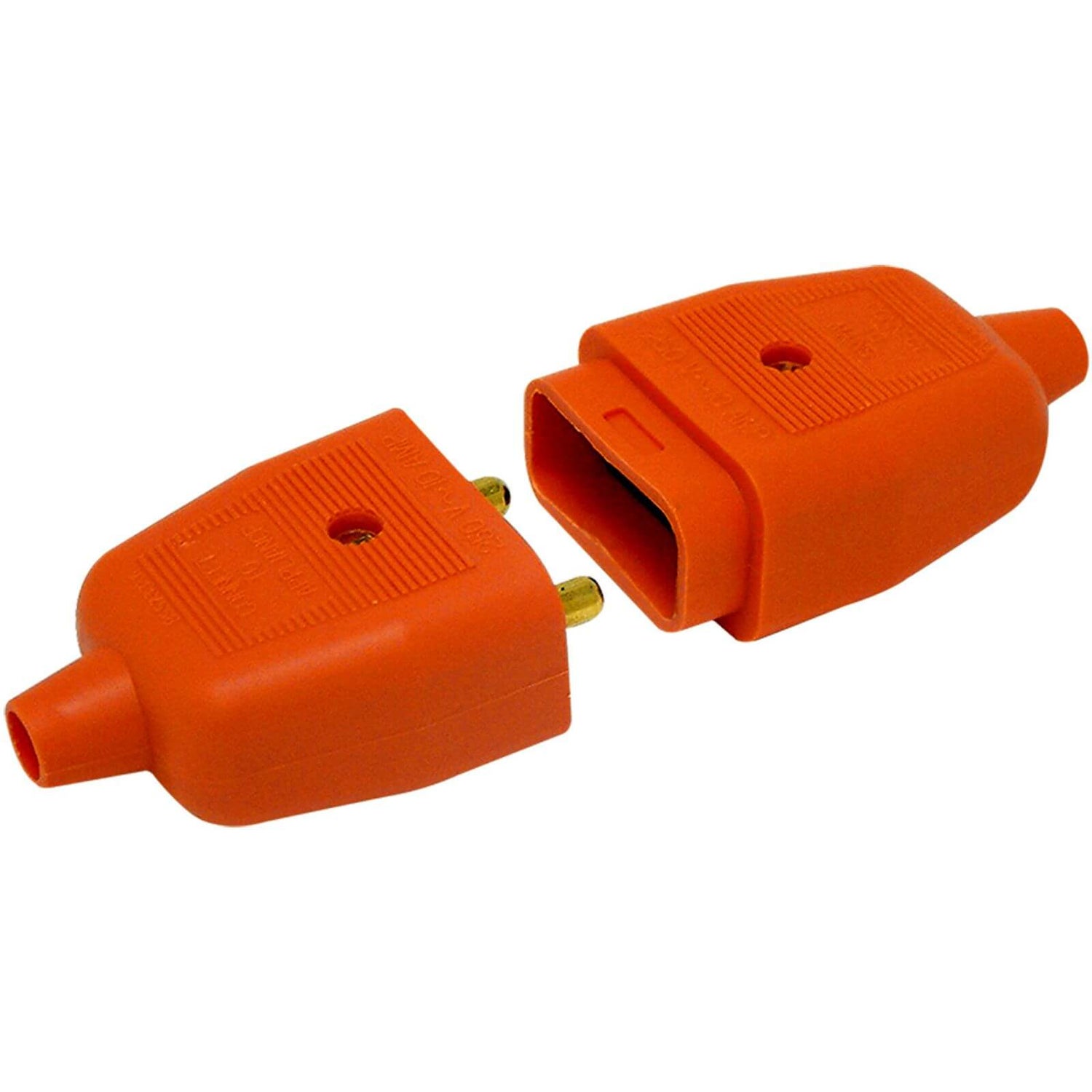 Masterplug Heavy Duty 2 Pin Flex Plug and Socket Connector Orange