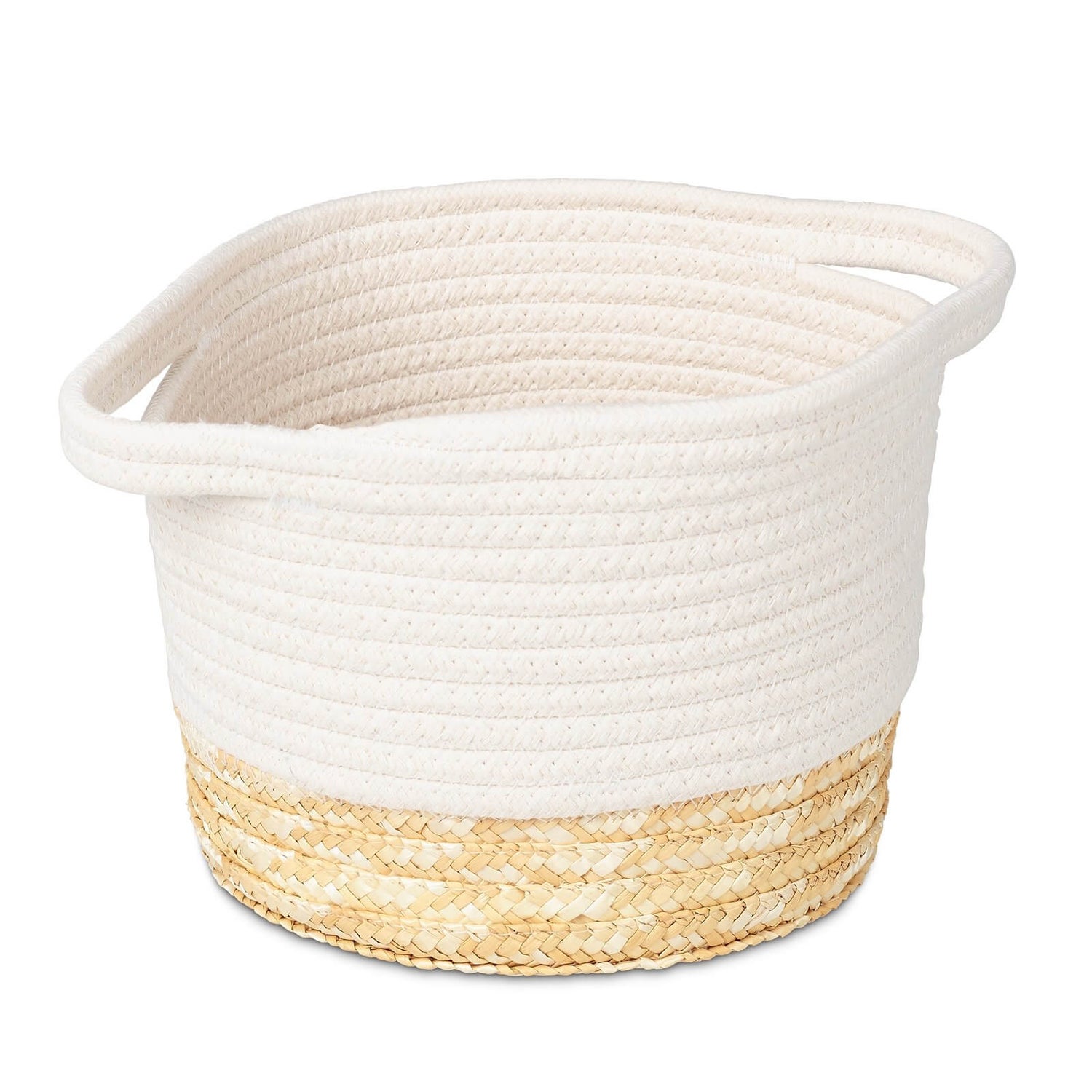 Small Rope Storage Basket White Top Homebase