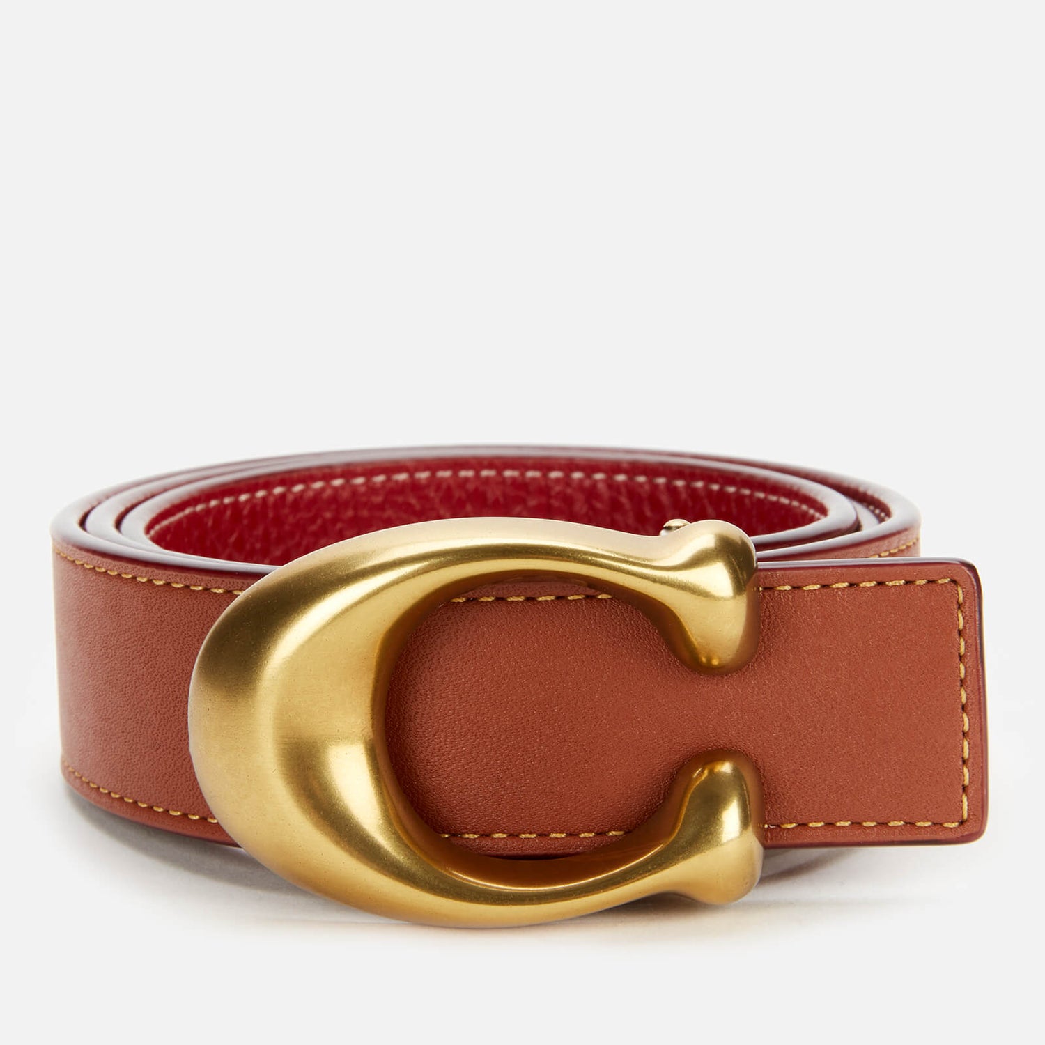 Coach Women's 32mm C Reversible Belt Tan/Red 1941 Saddle
