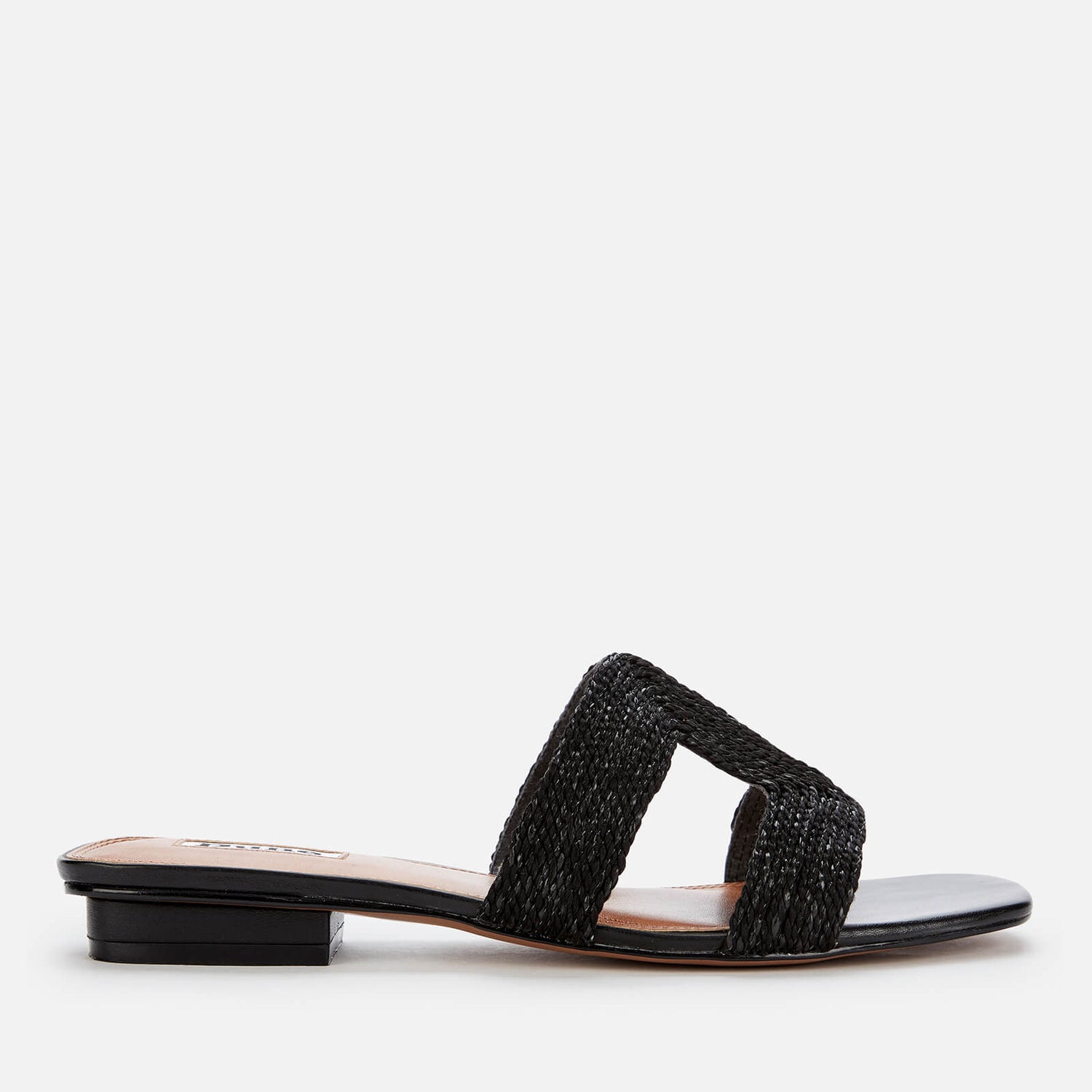 Dune Women's Loupe Raffia Flat Sandals - Black-Synthetic | TheHut.com