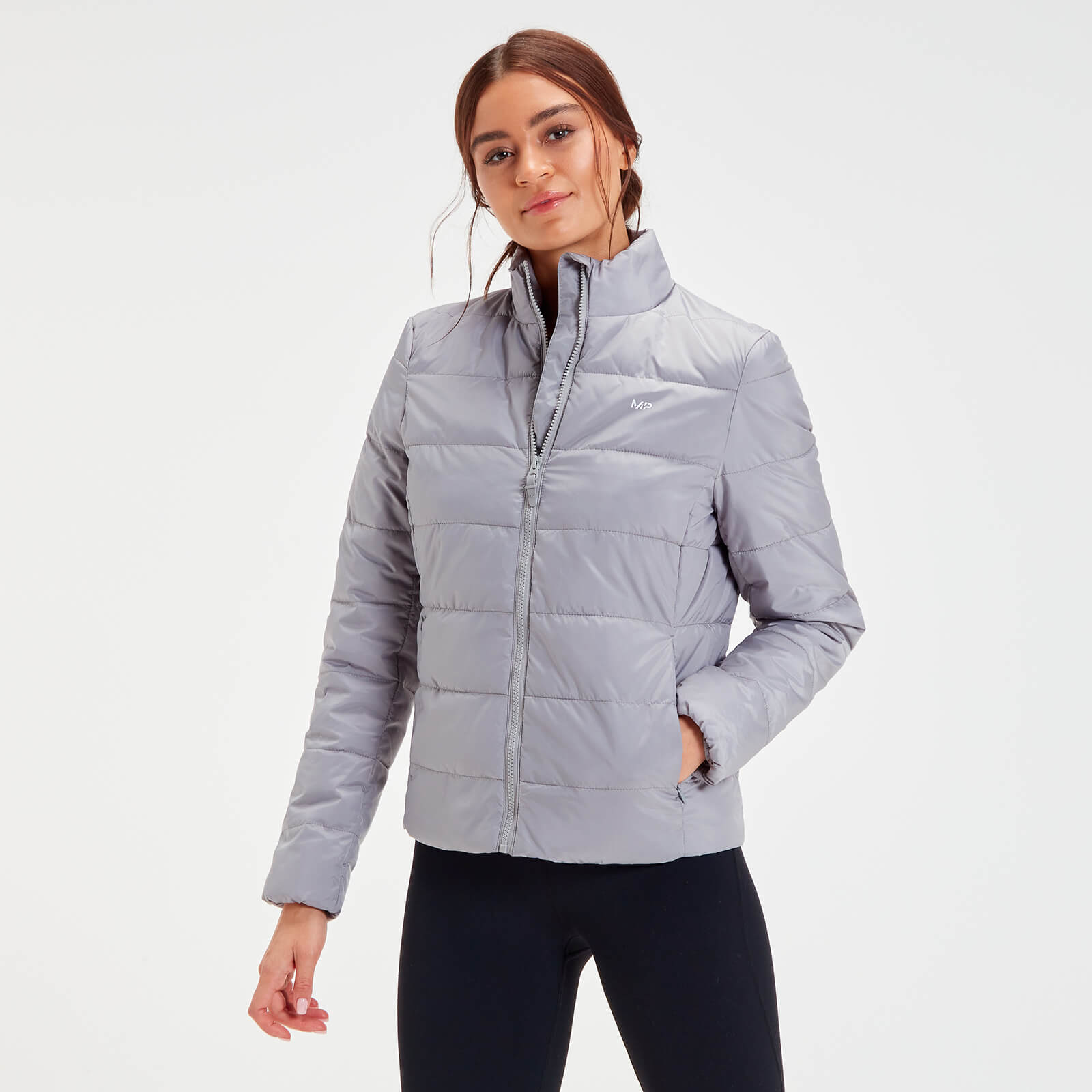 Women's Short Puffer Bomber Jacket - Zip Front, Elastic Hem, Lightweight & Stylish Outerwear