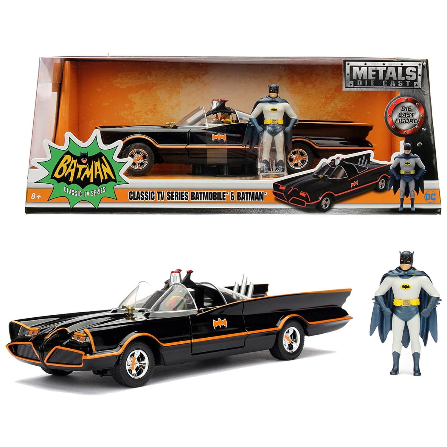 Serie de televisión clásica Jada Toys 98259 1966, batimóvil con Batman