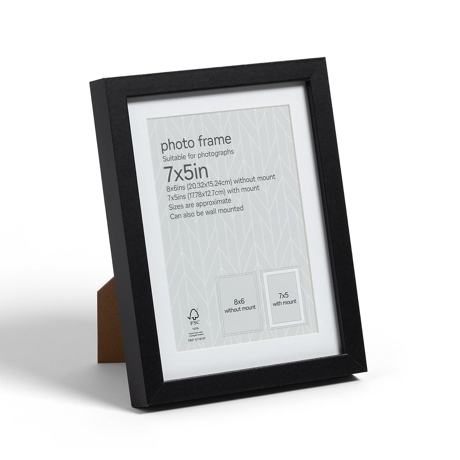 Box Photo Frame 7x5" Black Homebase