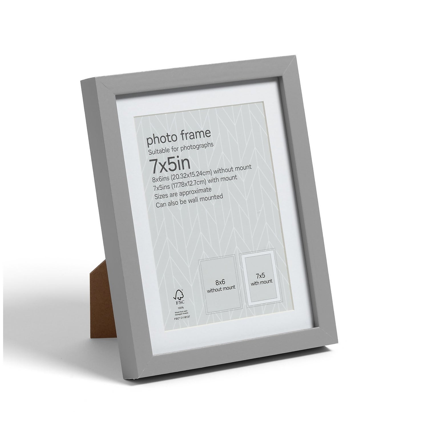 Box Photo Frame 7x5" Grey Homebase