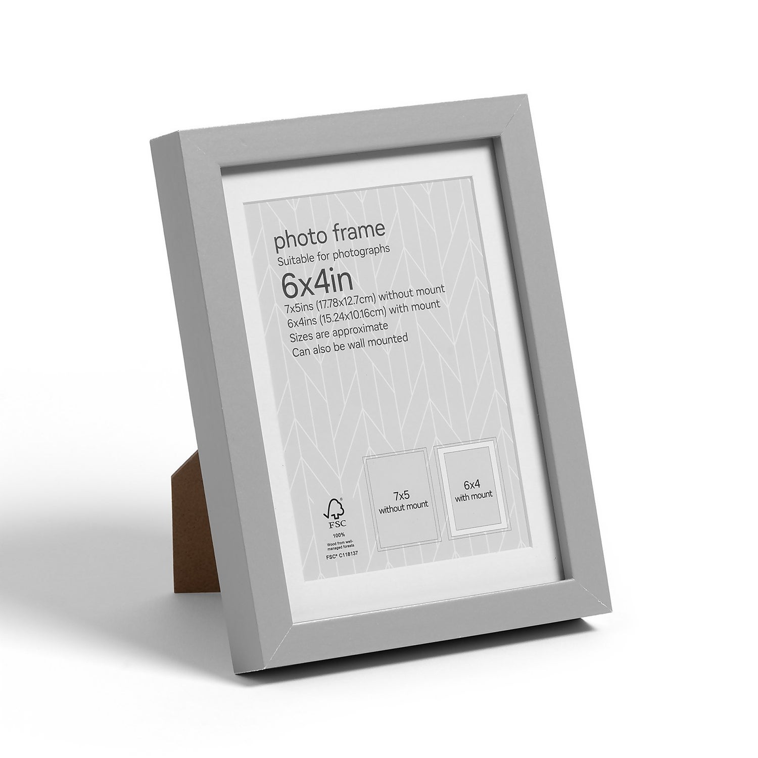 Box Photo Frame 6x4" Grey Homebase