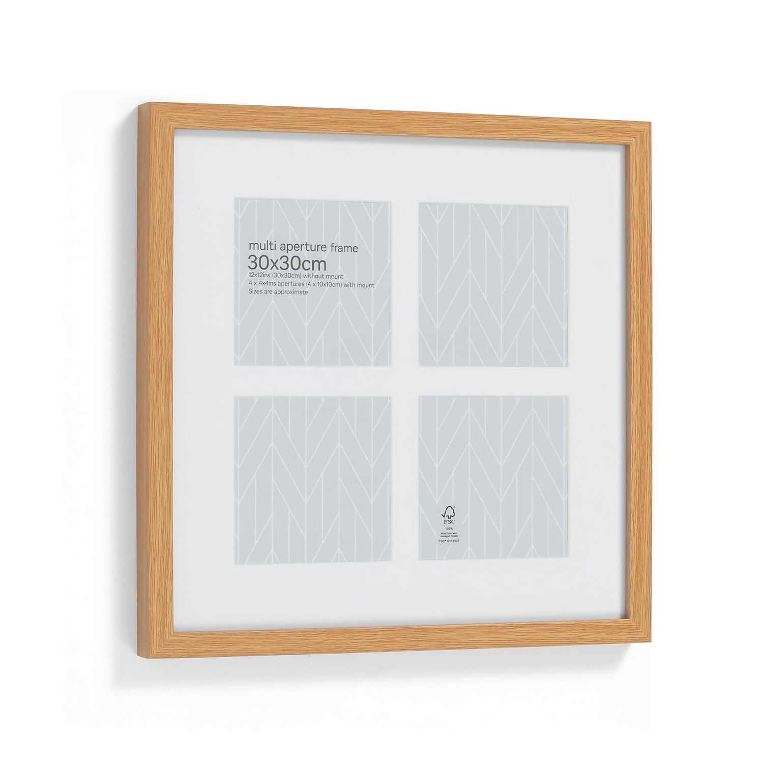 Box Photo Frame Multi Aperture 30x30cm Oak Homebase