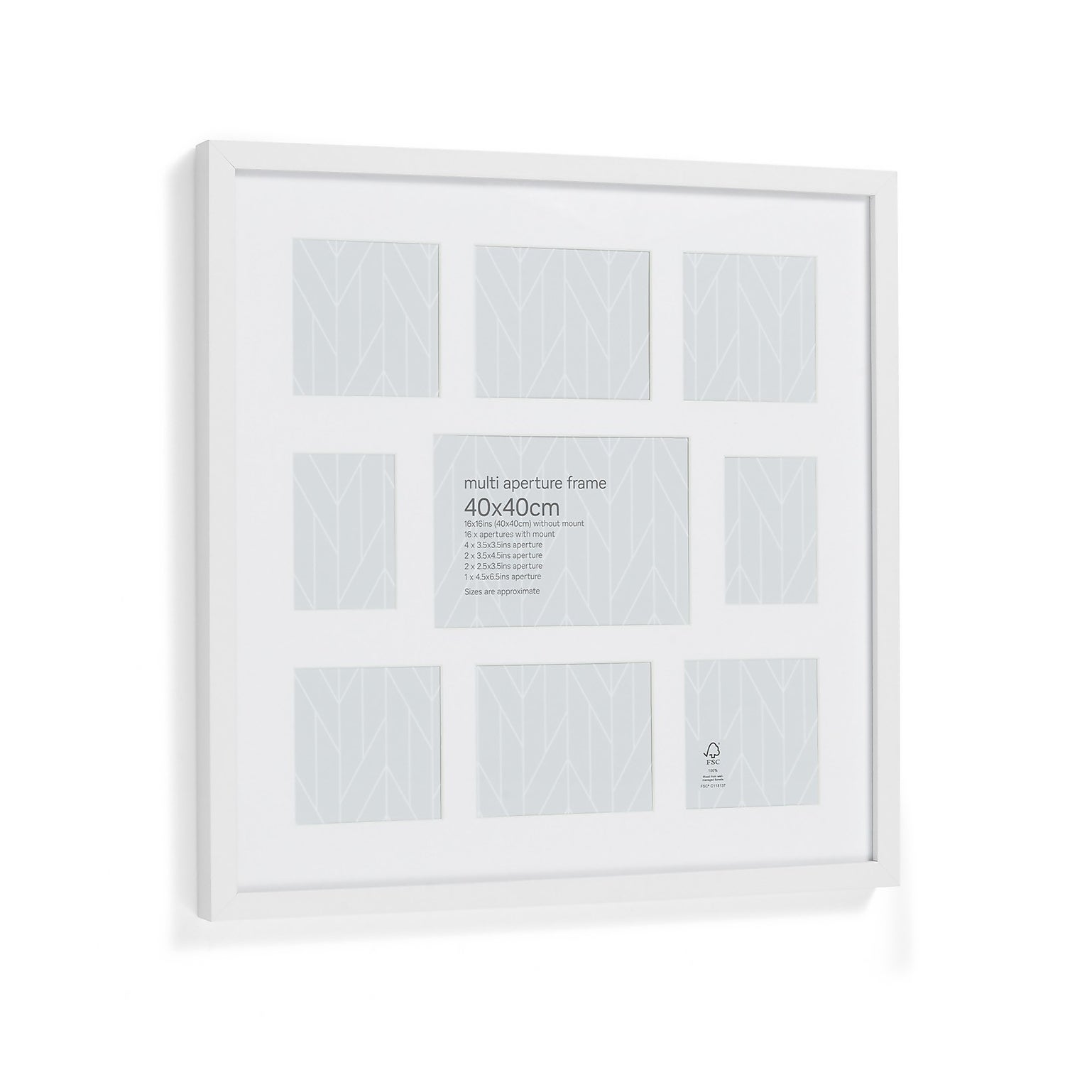 Box Photo Frame Multi Aperture 40x40cm White Homebase