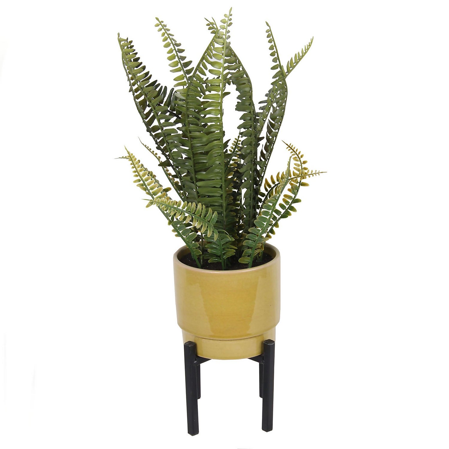 Artificial Fern in Ochre Pot with Stand Homebase