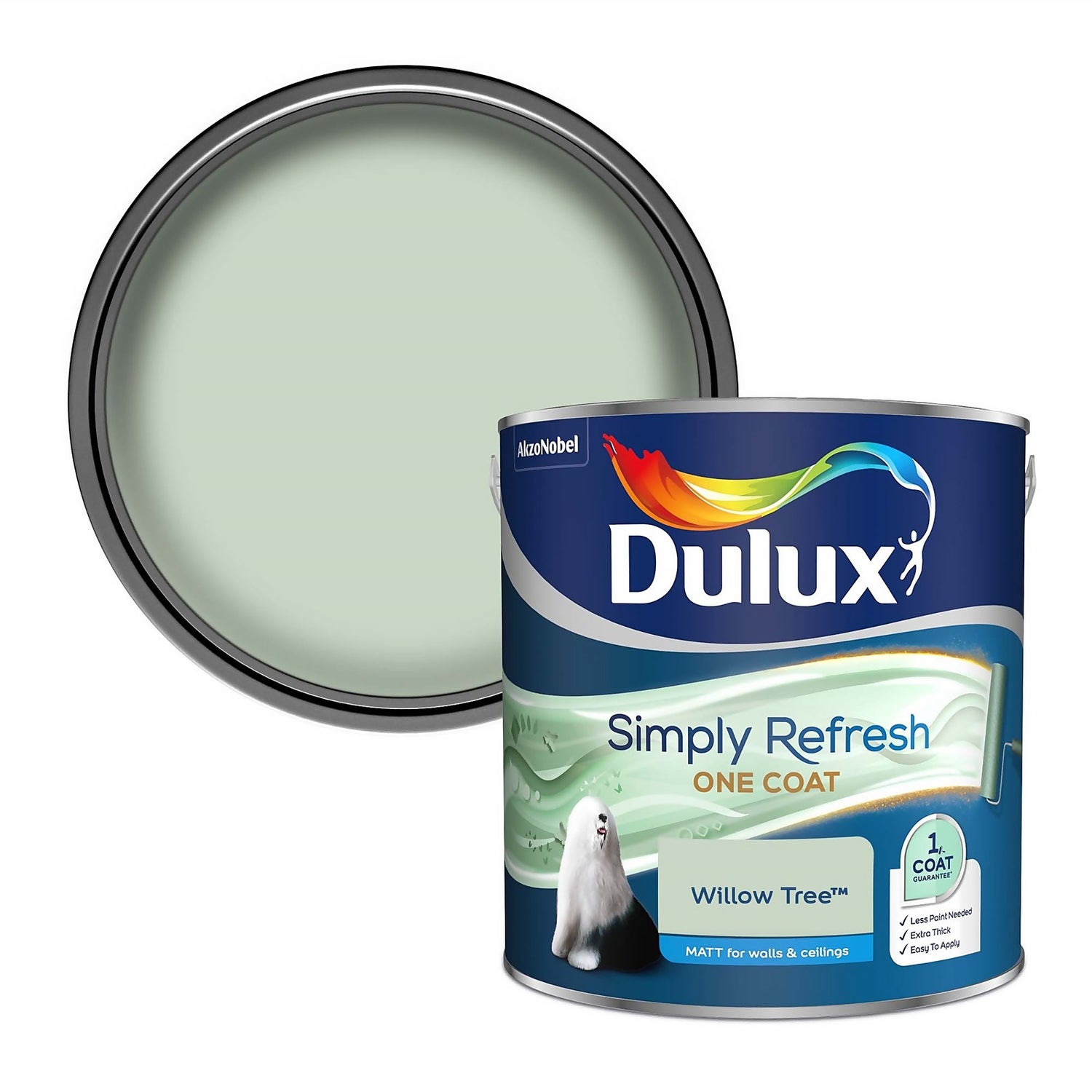 Dulux Simply Refresh One Coat Matt Emulsion Paint Willow Tree 2.5L