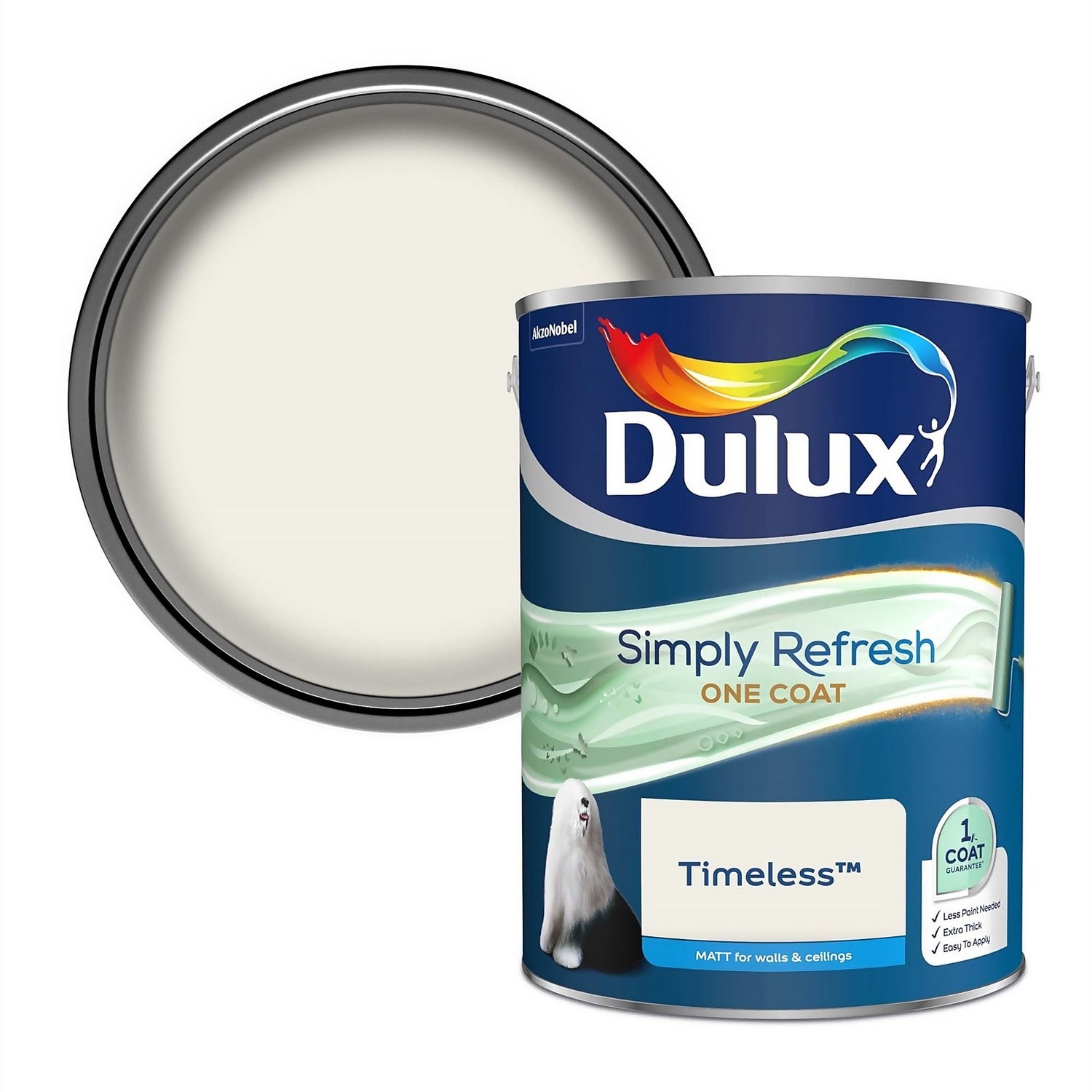 Dulux Simply Refresh One Coat Matt Emulsion Paint Timeless 5L
