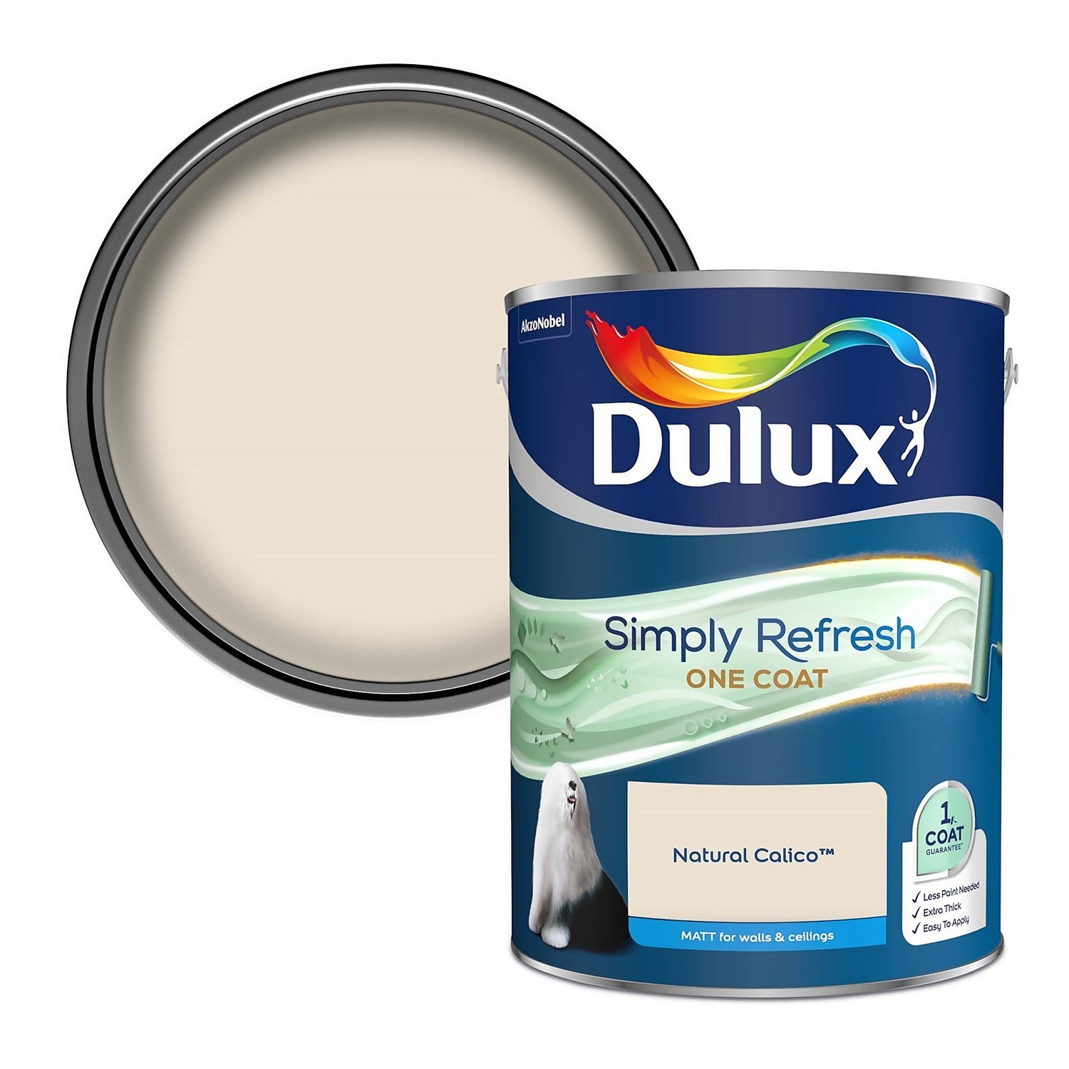 Dulux Simply Refresh One Coat Matt Emulsion Paint Natural Calico 5L Homebase
