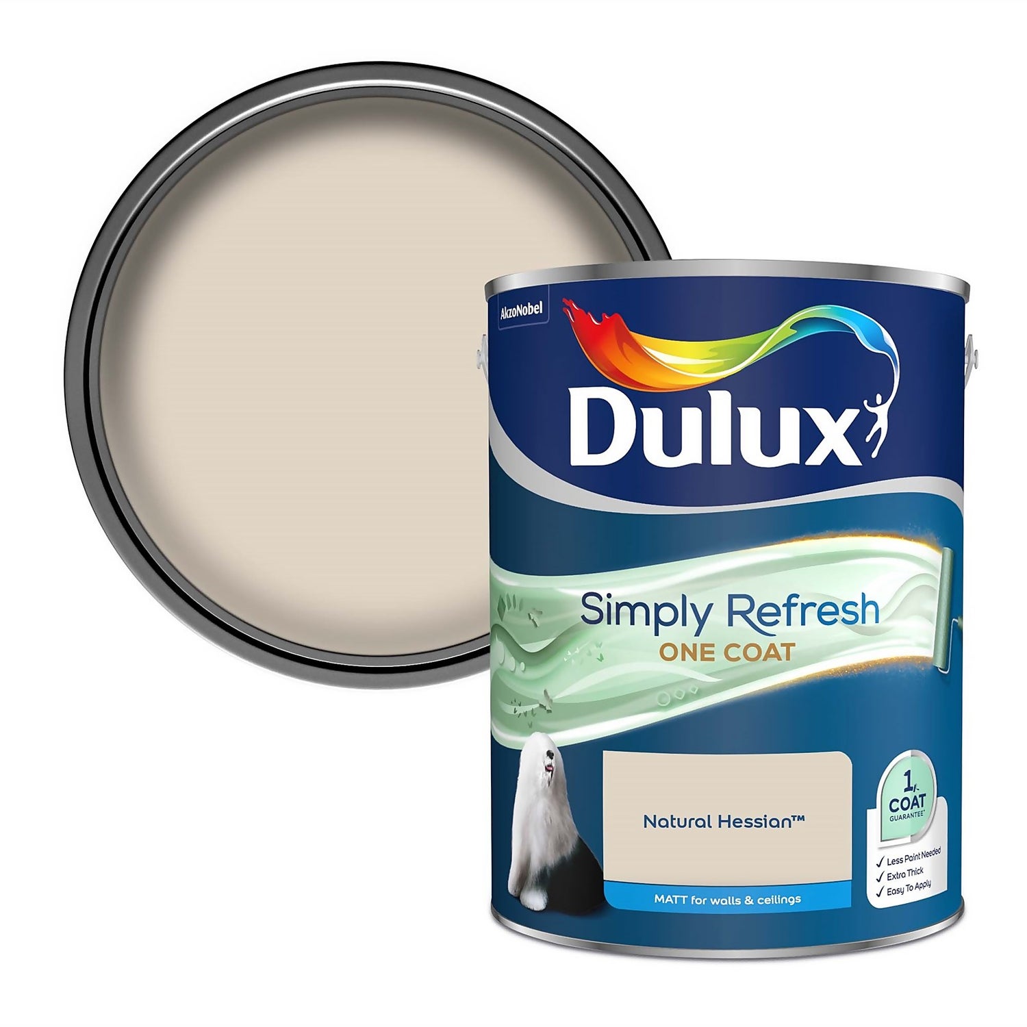 Dulux Simply Refresh One Coat Matt Emulsion Paint Natural Hessian