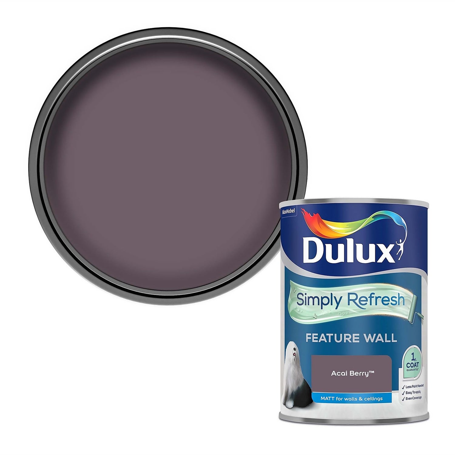 Dulux Simply Refresh Feature Wall One Coat Matt Emulsion Paint Acai