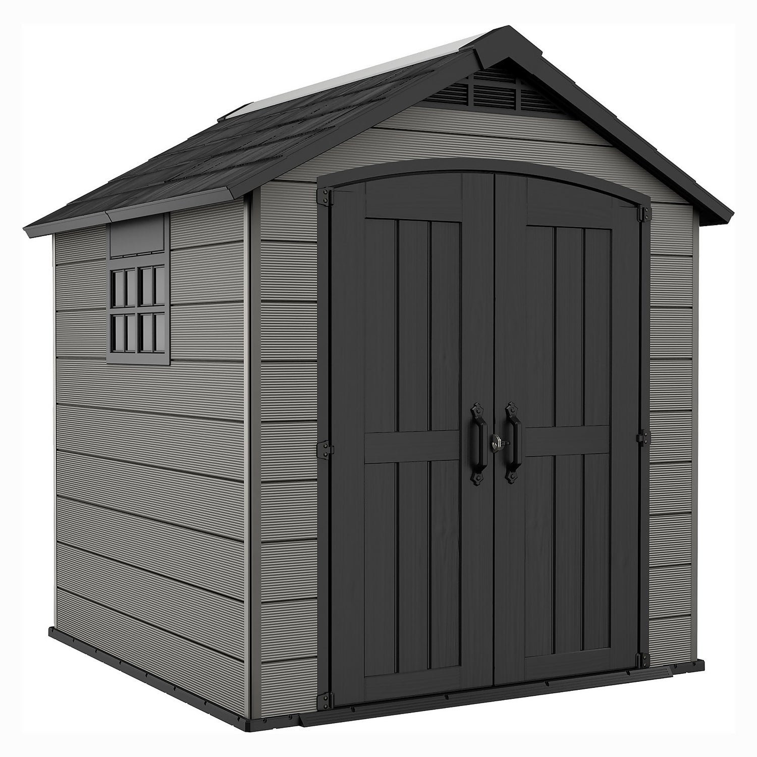 Keter Premier 7x7 Outdoor Plastic Garden Storage Shed Grey Homebase