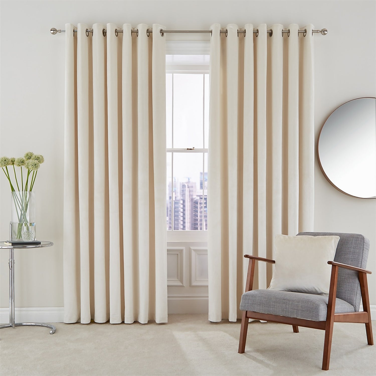 Blue Eyelet Curtains 90 X 54