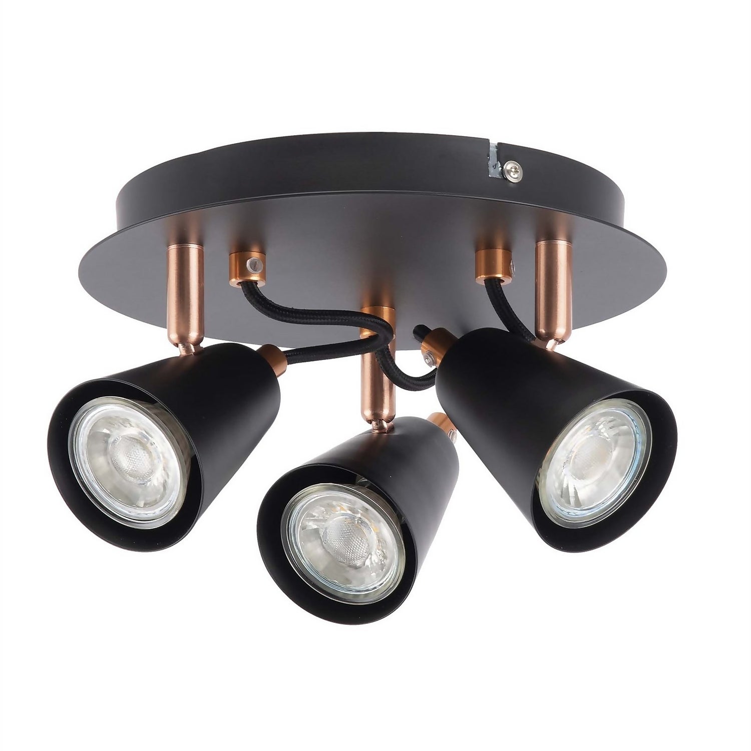 Emma 3 Lamp Spotlight Plate, Black/Copper Homebase