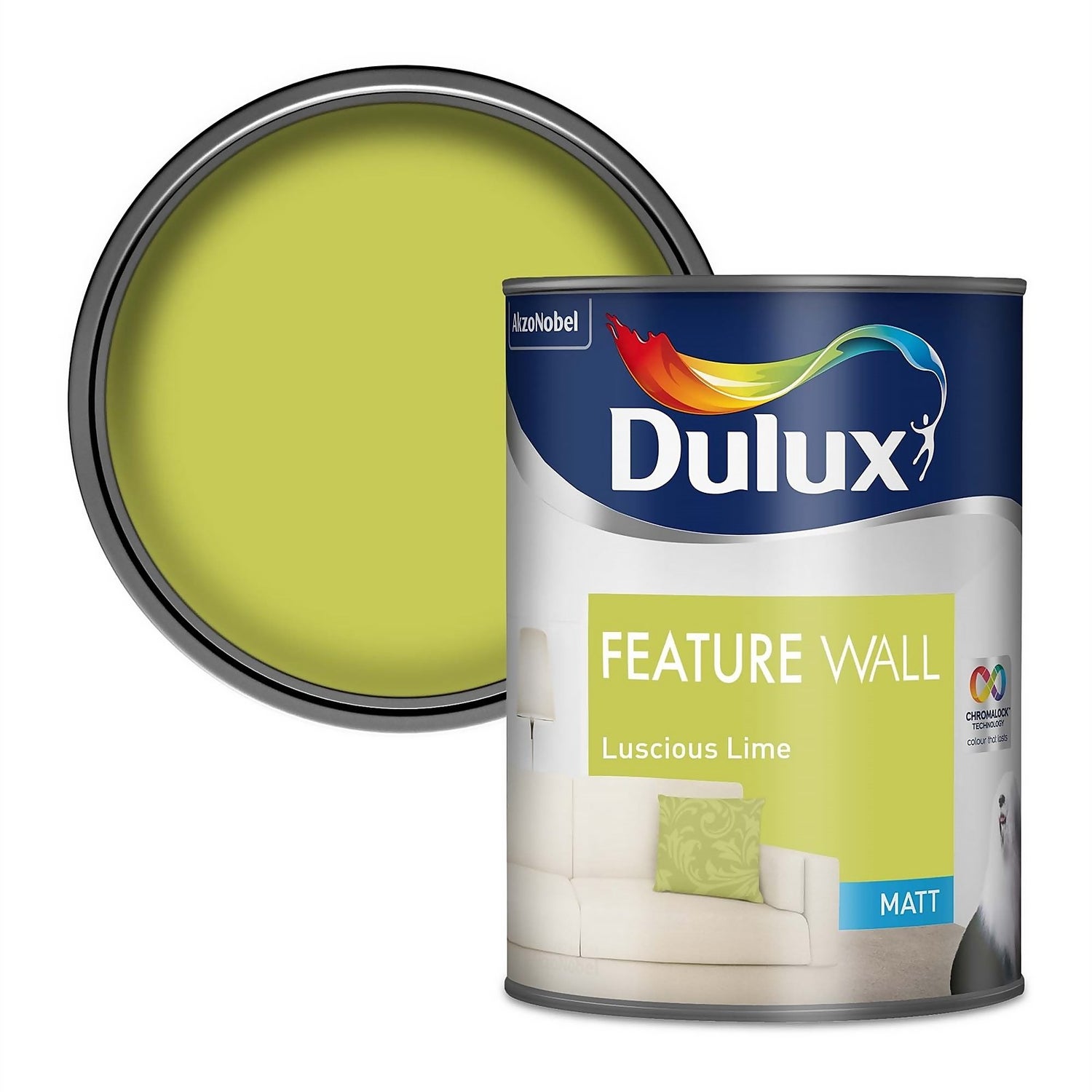 Dulux Feature Wall Luscious Lime Matt Emulsion Paint 1.25L Homebase