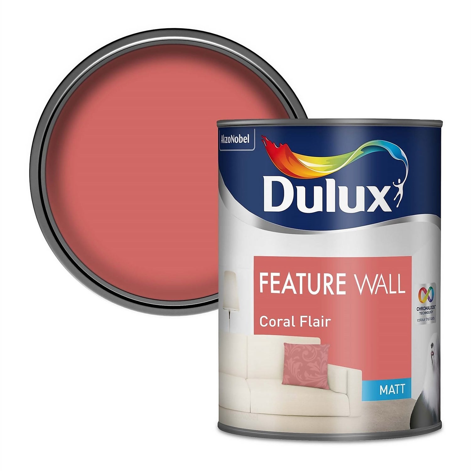 Dulux Feature Wall Coral Flair Matt Paint 1.25L Homebase