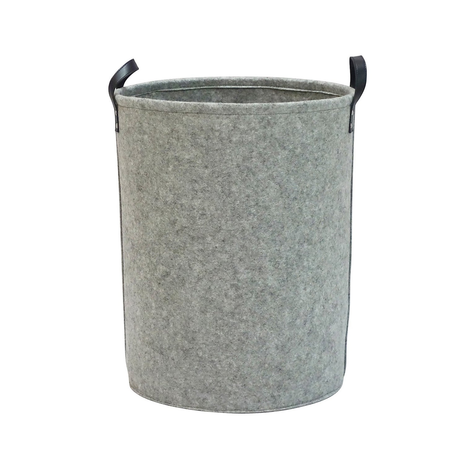 Round Felt Laundry Hamper with Handle Grey Homebase