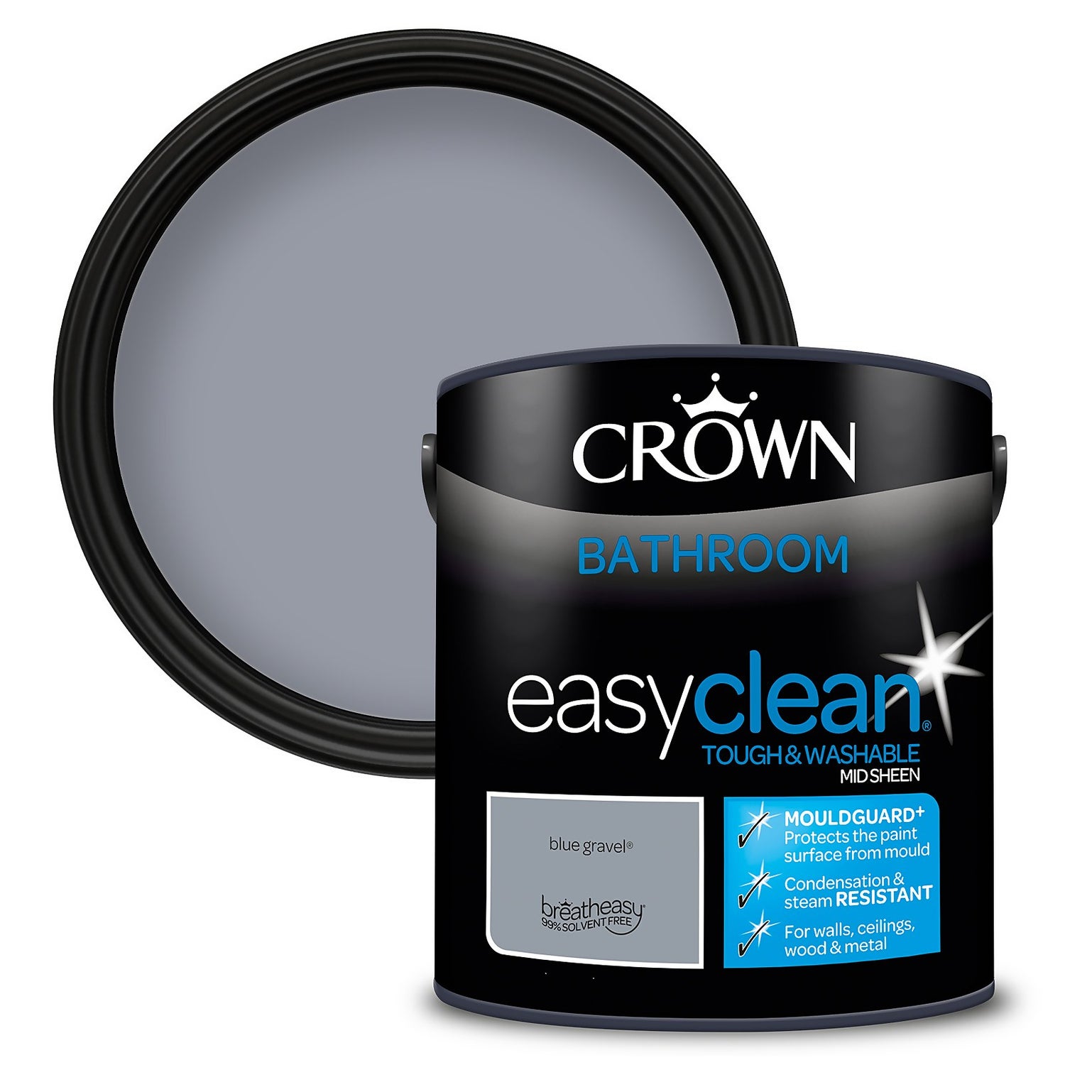 Crown Easyclean Bathroom Paint Blue Gravel 2.5L Homebase