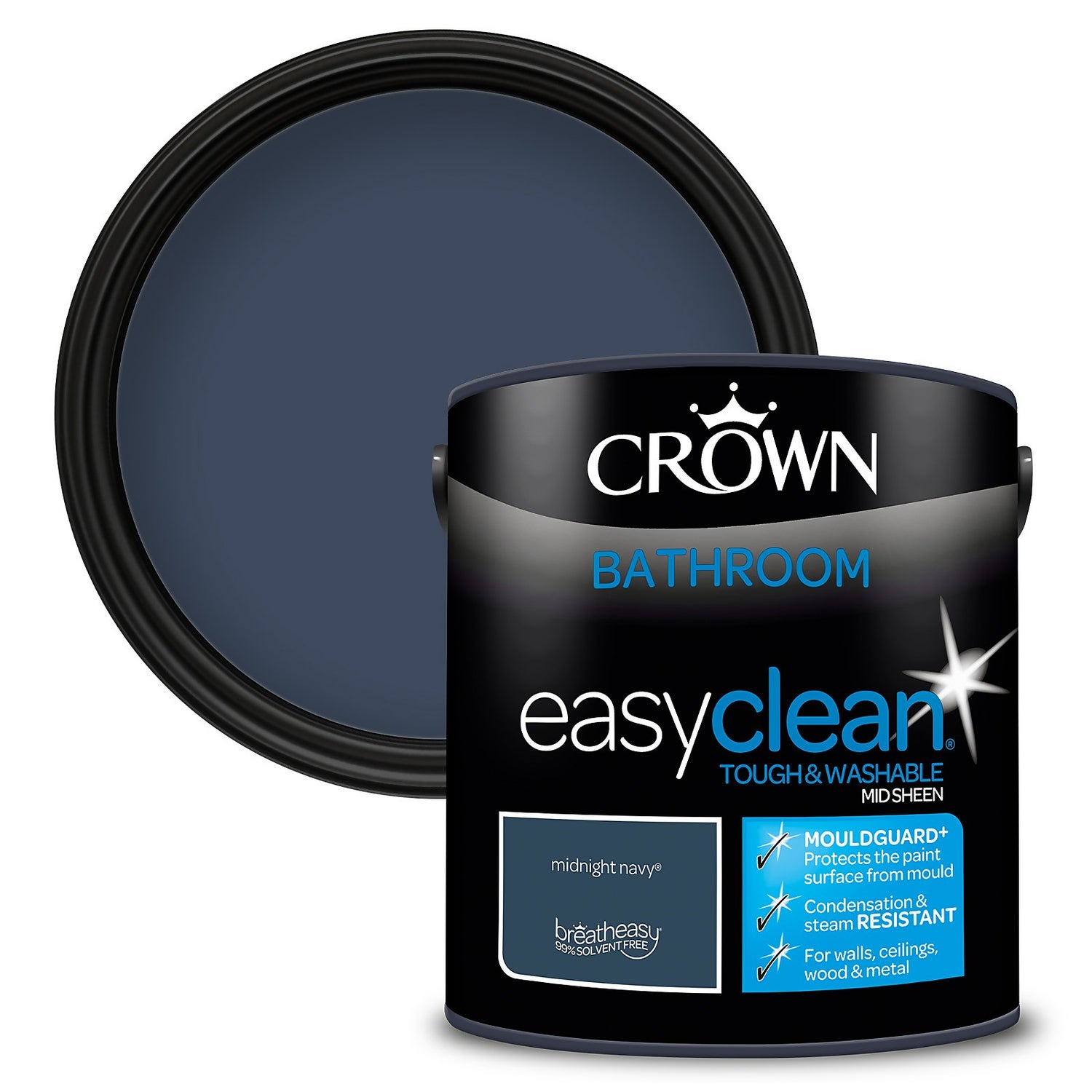 Crown Easyclean Bathroom Paint Midnight Navy 2.5 L Homebase