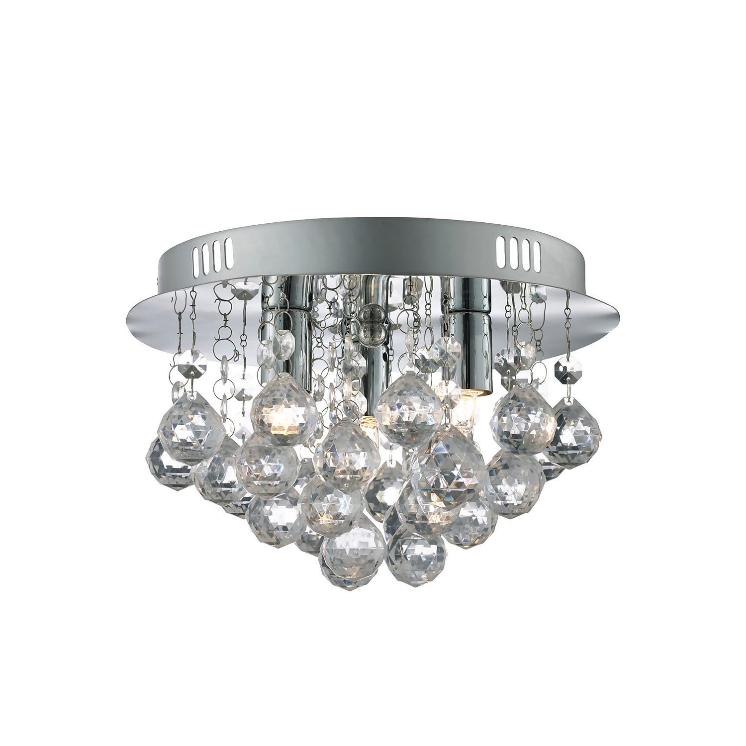 3 Light Flush Ceiling Light Chrome & Clear Acrylic Homebase
