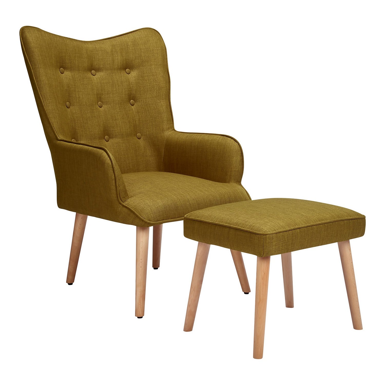 Leon Chair & Footstool Moss Green Homebase