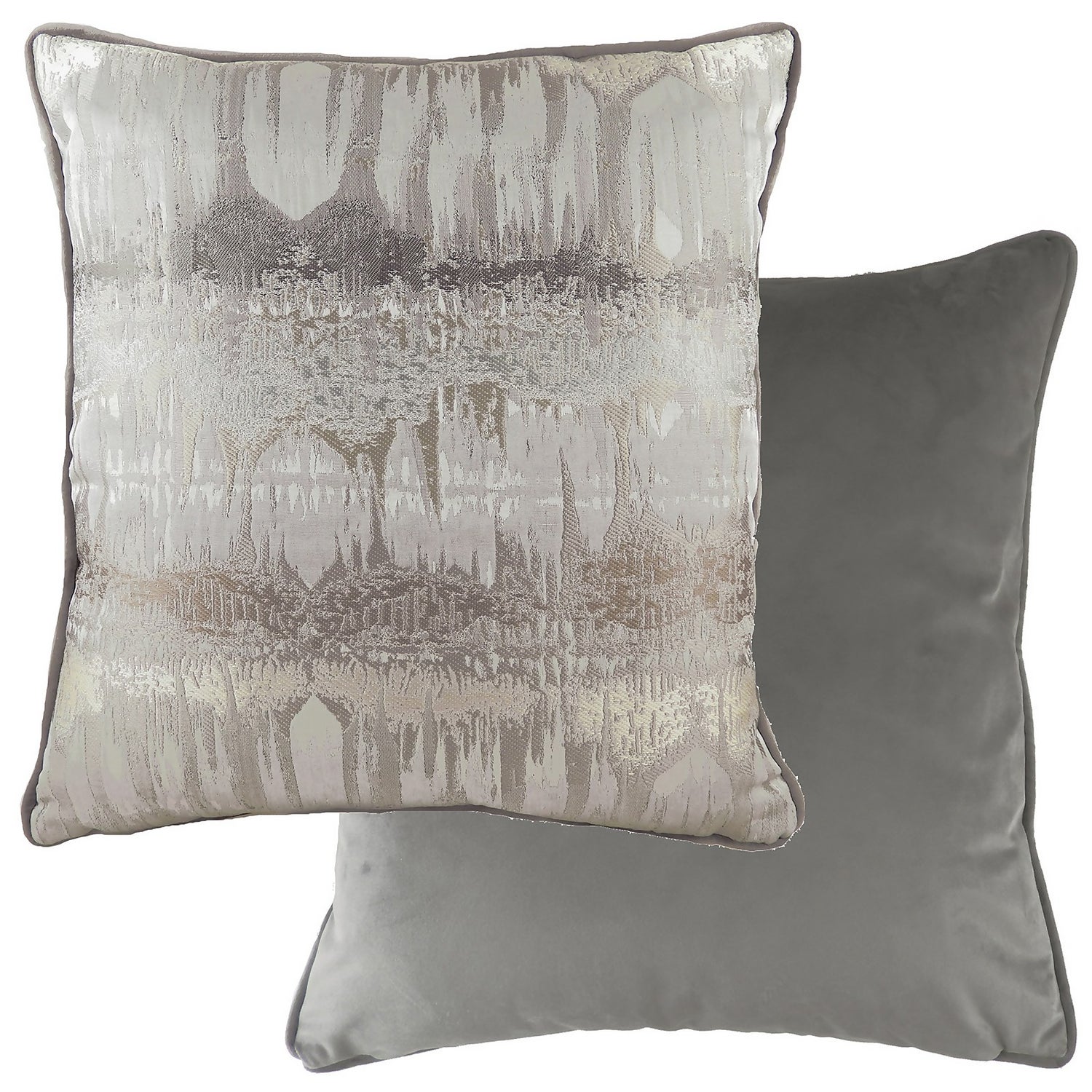 Metallic Piped Printed Cushion Steel Homebase