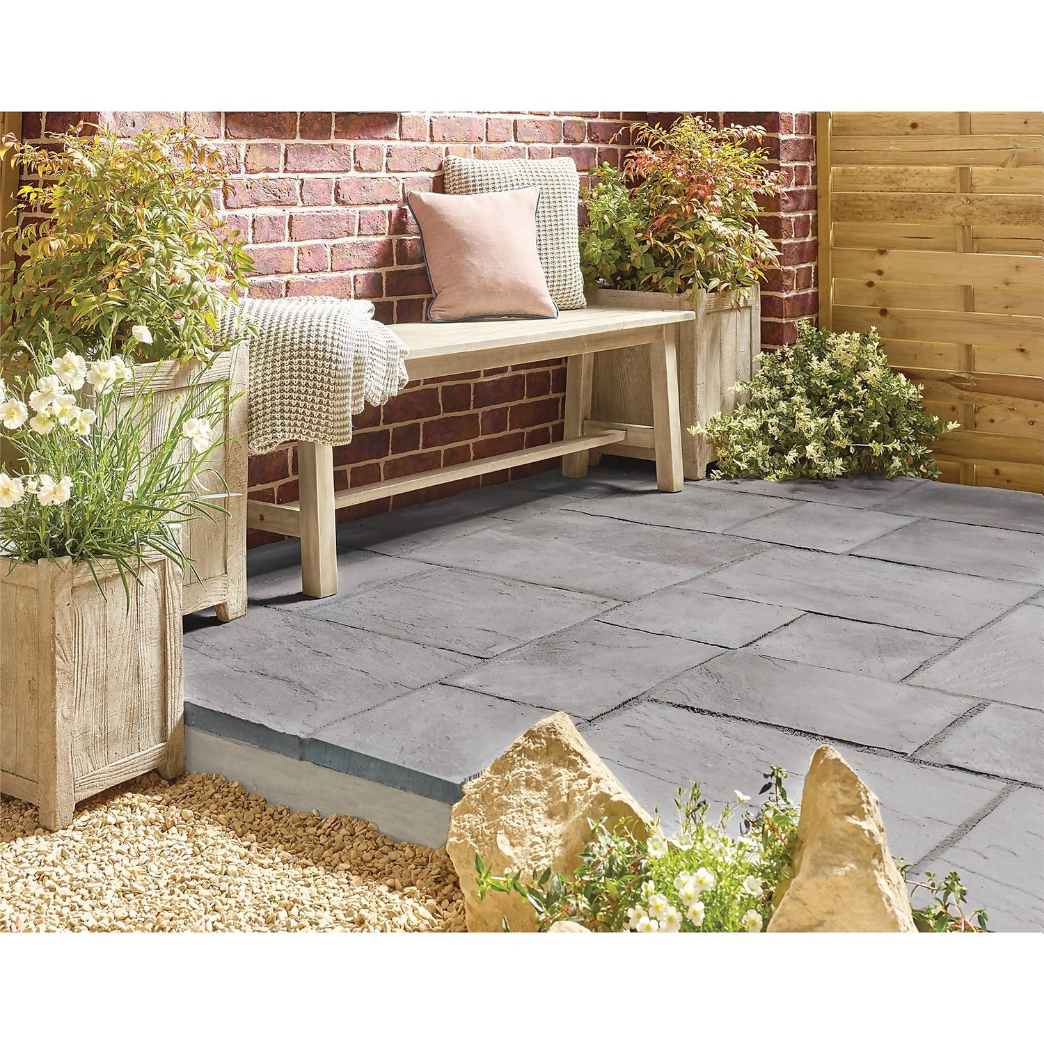 Stylish Stone Chantry Paving Patio Kit 5.76 sqm Graphite Homebase