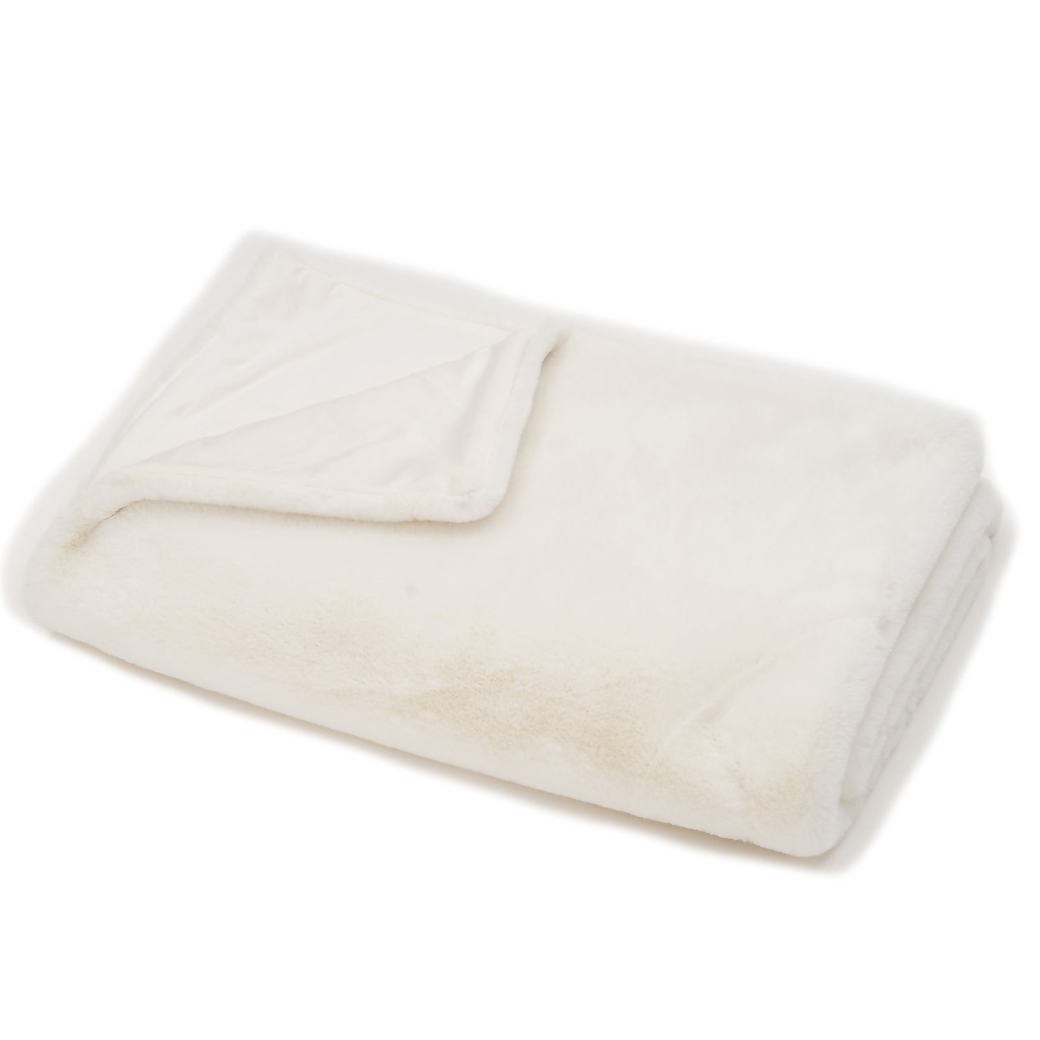 Faux Fur Rabbit Throw 125x160cm Ivory Homebase