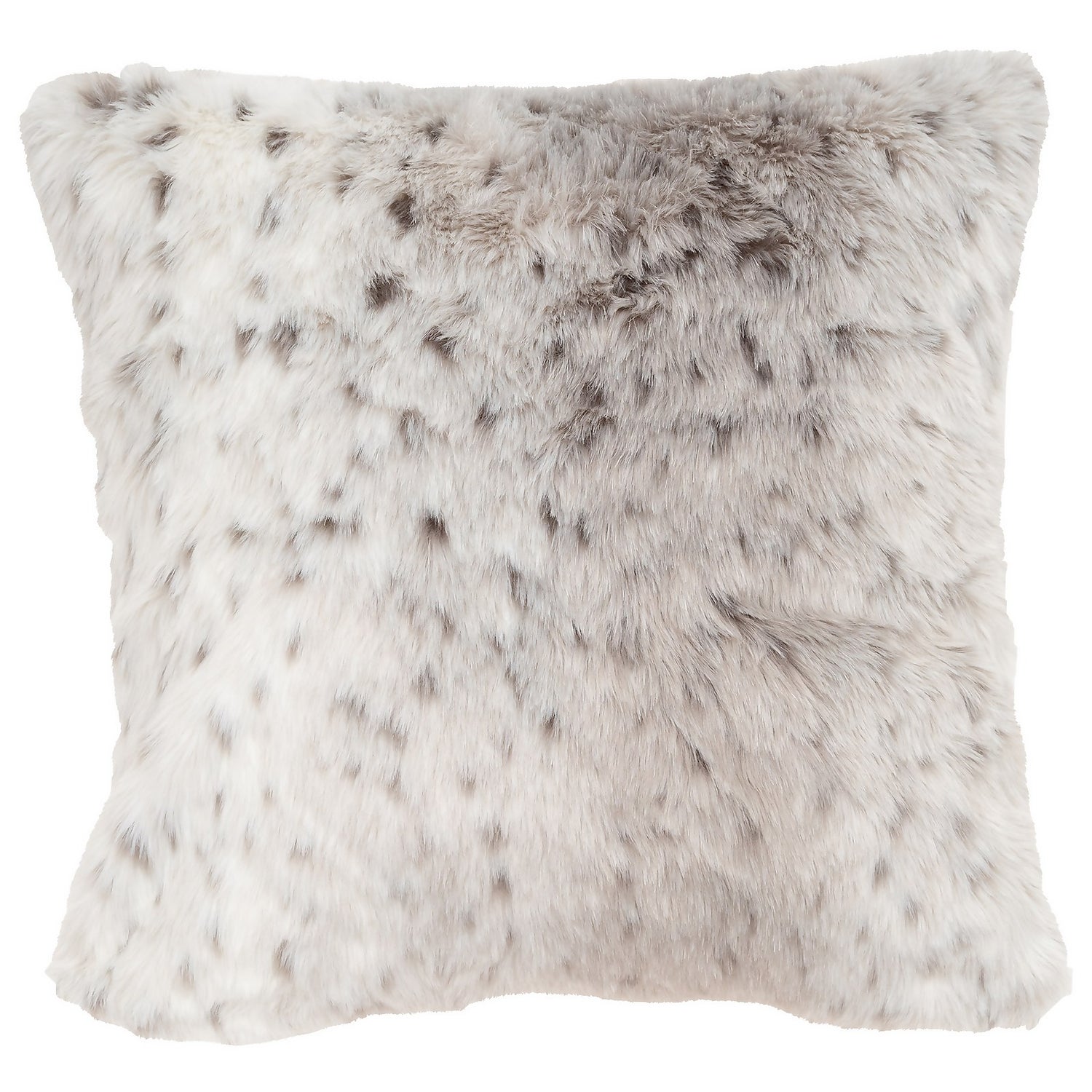 Snow Leopard Faux Fur Cushion 50cm Homebase
