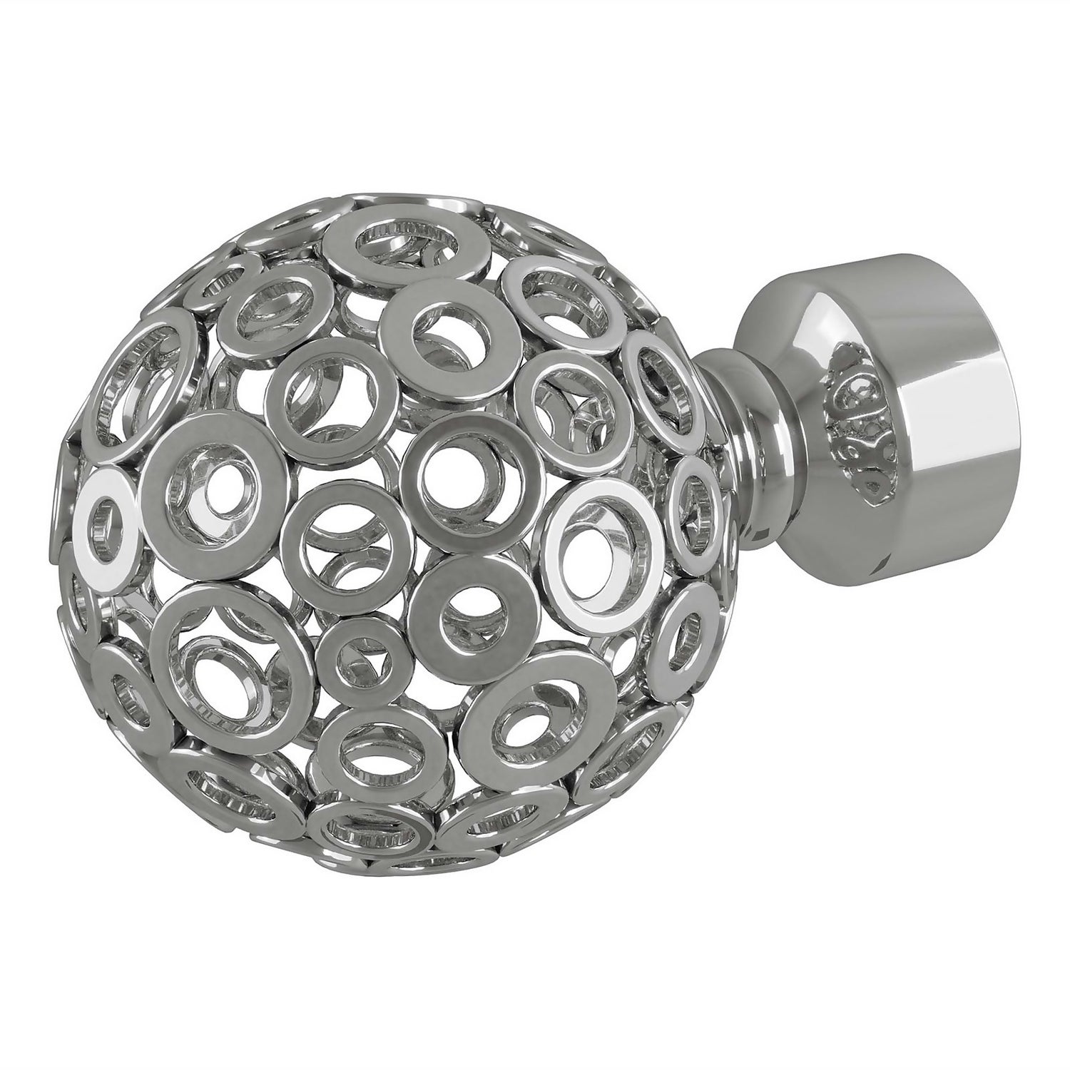 Patterned Orb Finial Polished Silver Homebase
