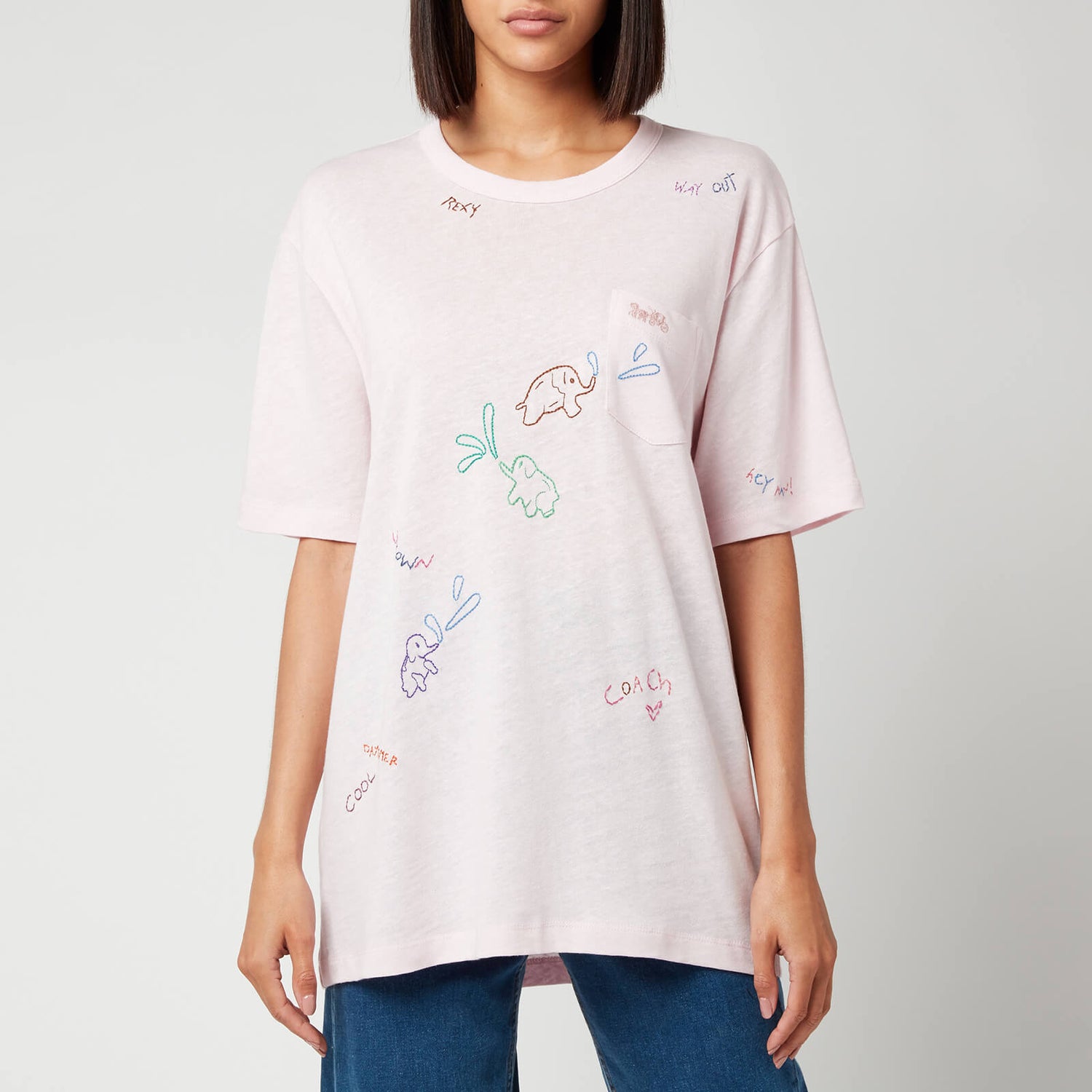 Coach Women's TShirt with Pocket Pink Free UK Delivery Available