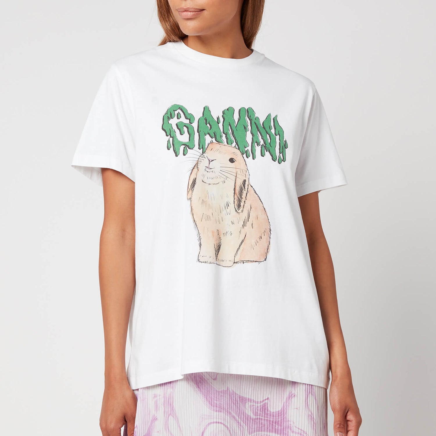 Ganni Women's Basic Cotton Jersey TShirt White Free UK Delivery