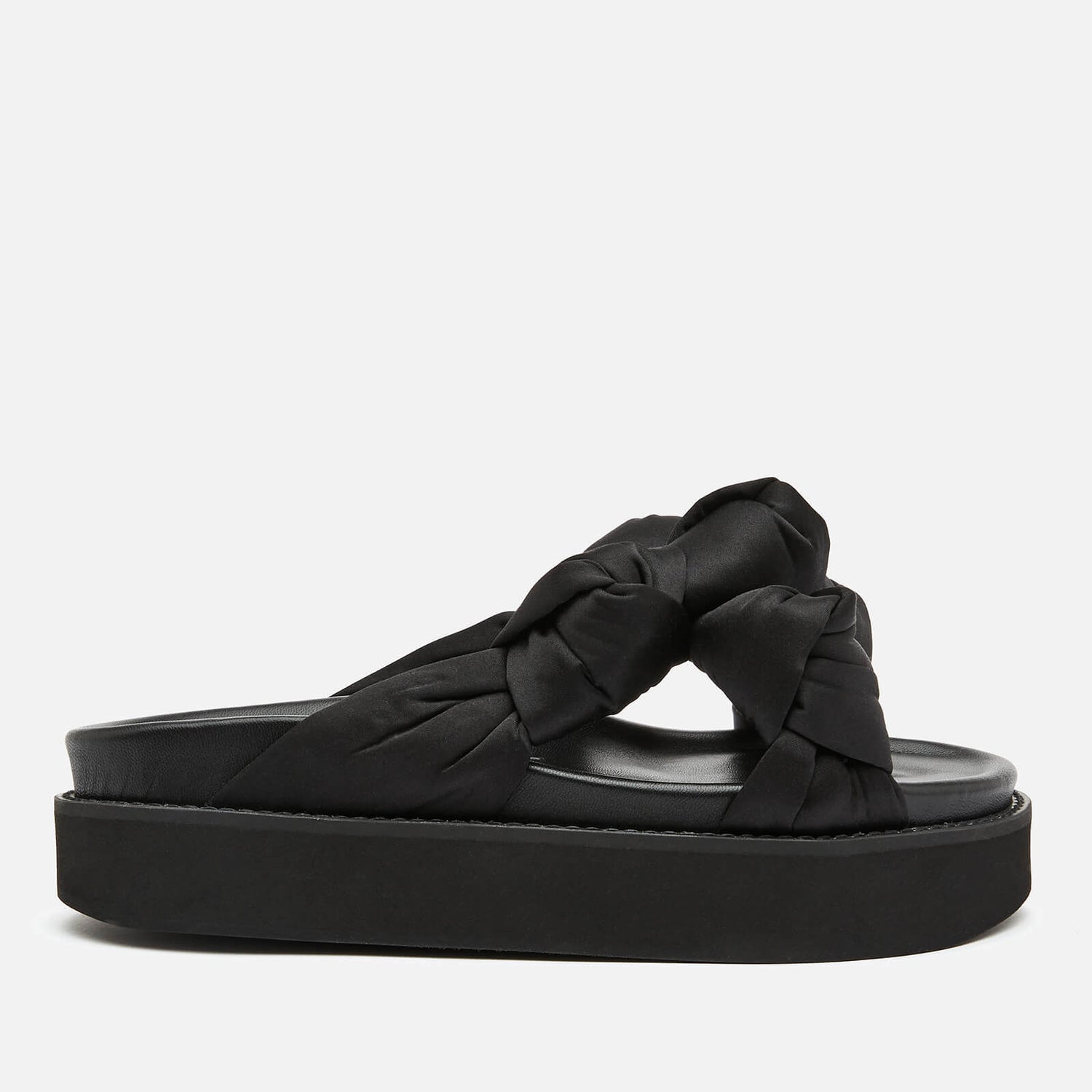 Ganni Women's Recycled Satin Slide Sandals Black Free UK Delivery