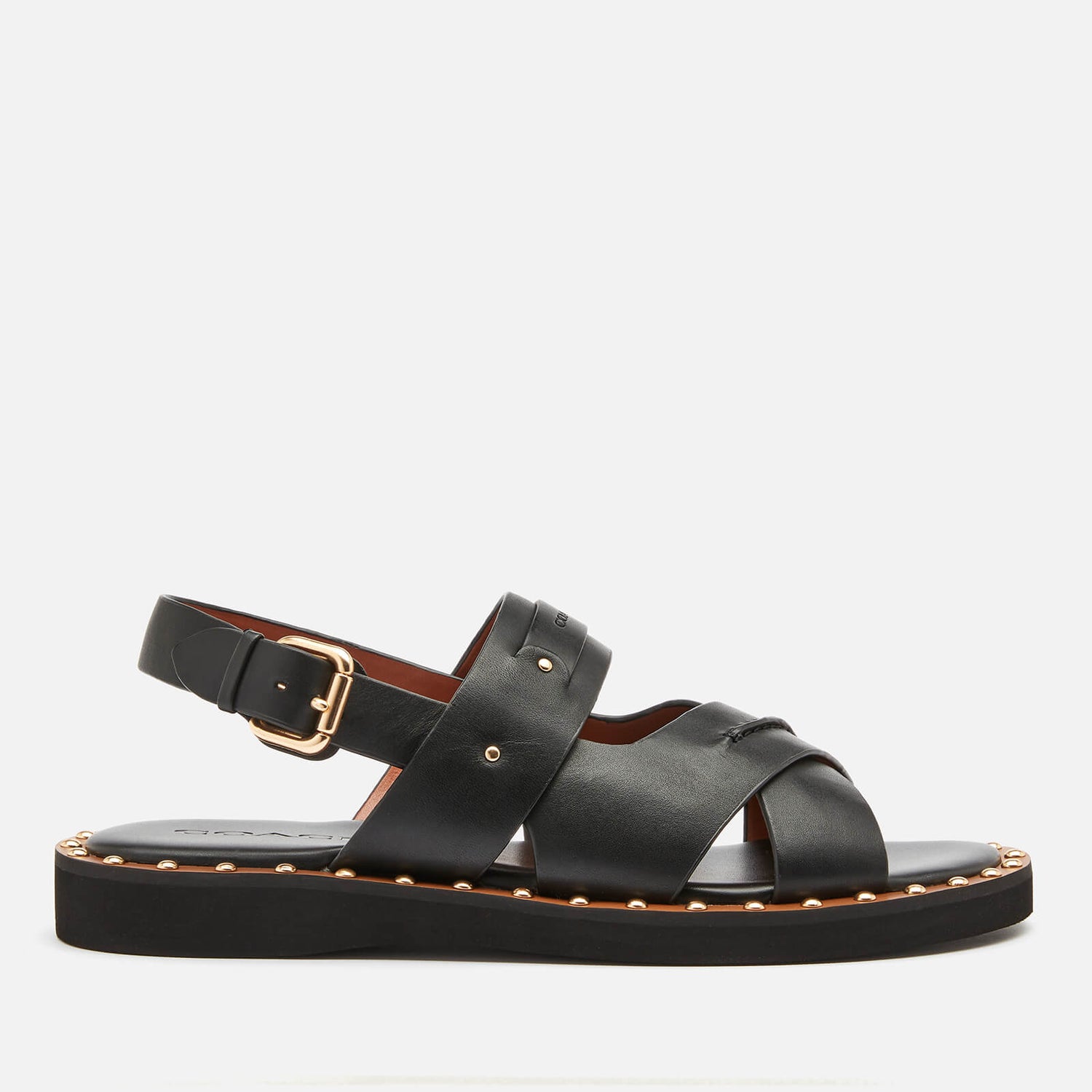 Coach Women's Gemma Leather Flat Sandals - Black | TheHut.com