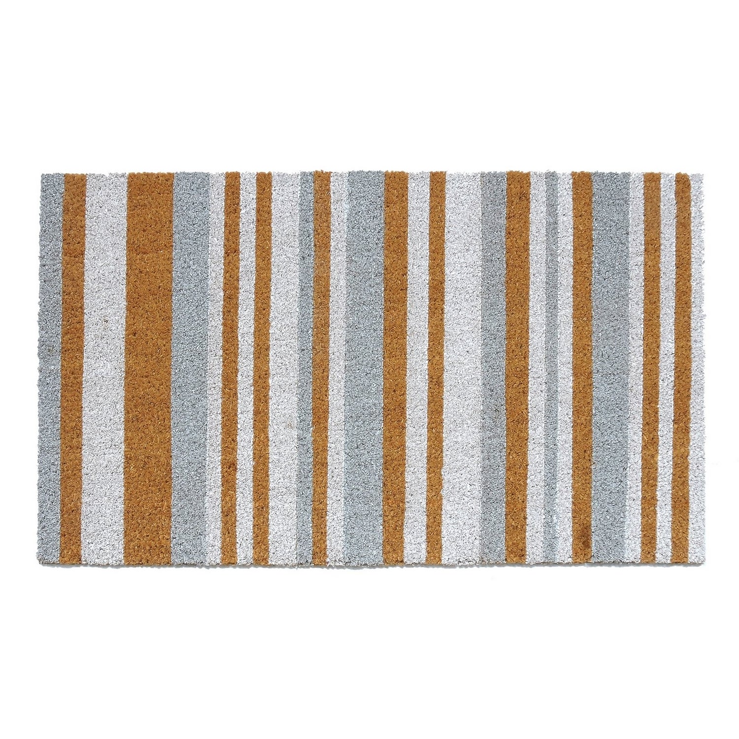 Grey & White Coir Doormat 45x75cm Homebase