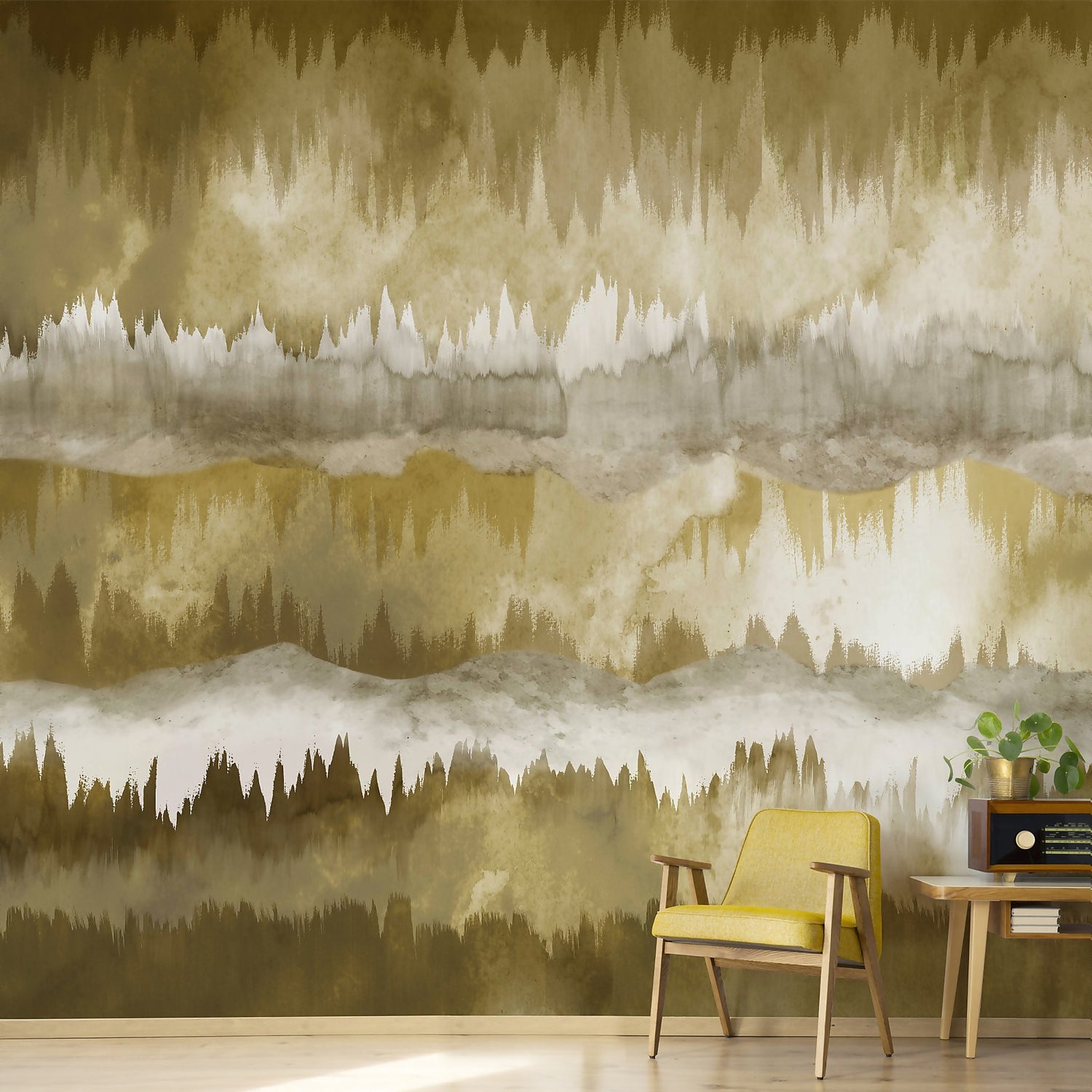 The Horizon Ochre Wall Mural Homebase