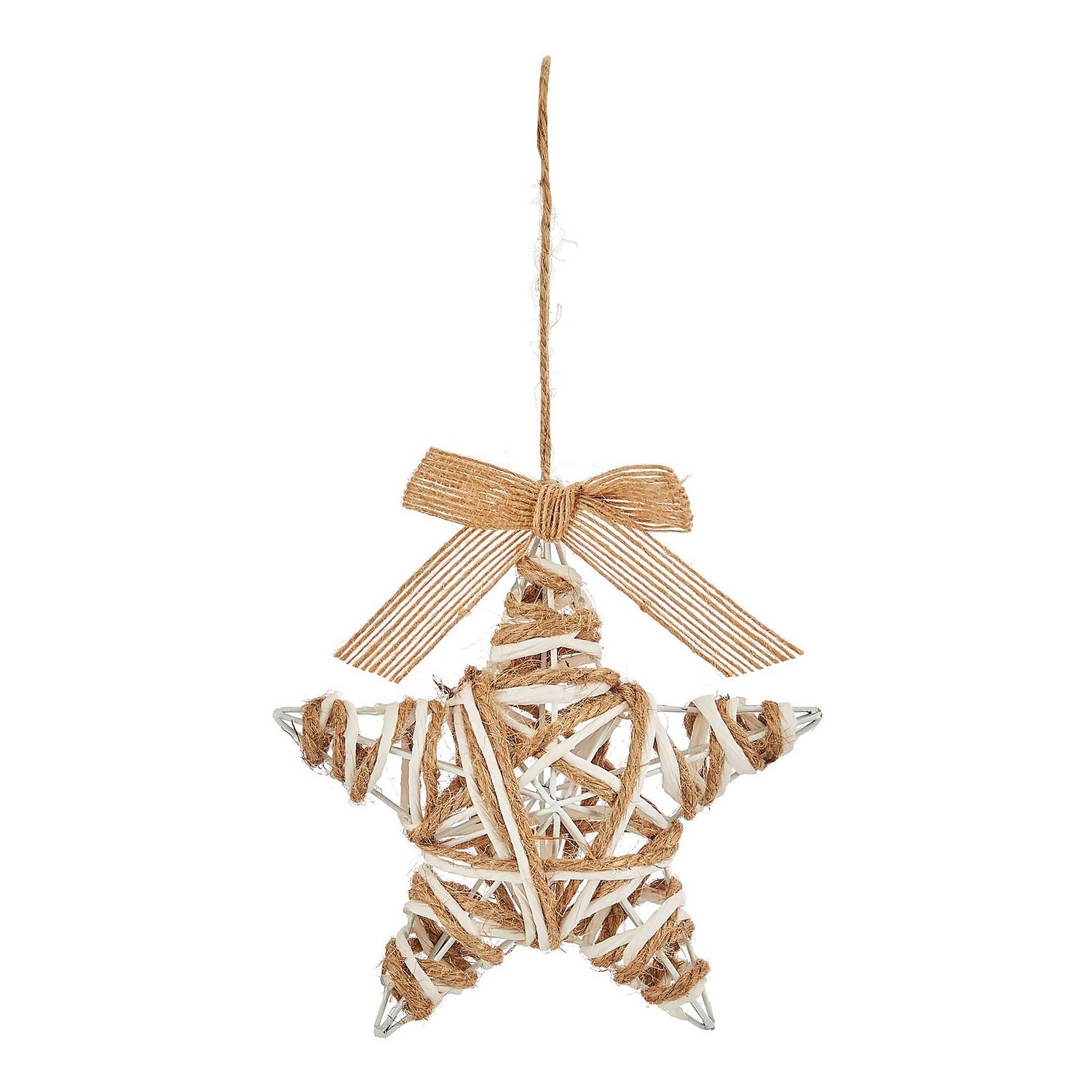 Rope Wrapped Wire Star Christmas Tree Decoration 12cm Homebase