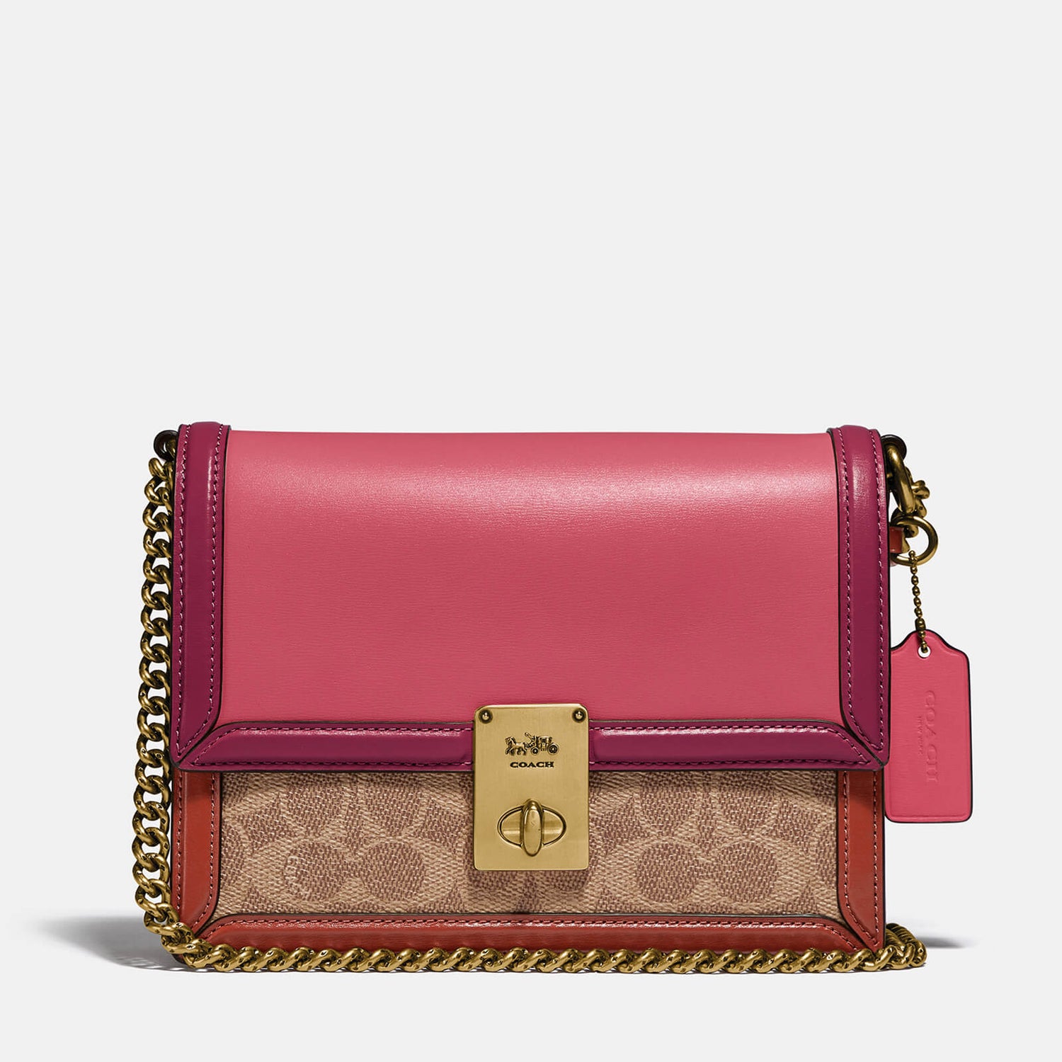 Coach Women's Signature Colorblock Hutton Shoulder Bag Tan Rouge Multi