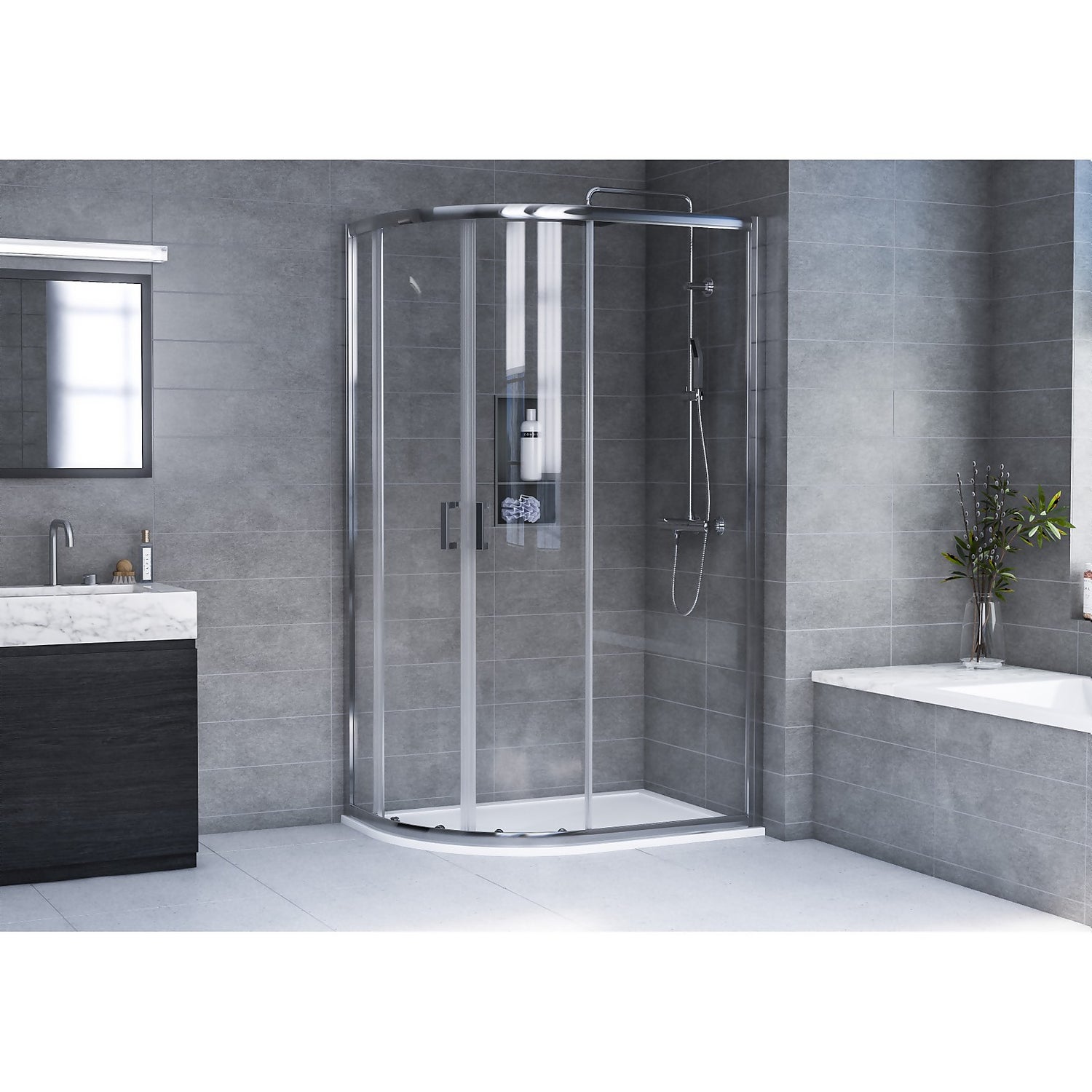 Aqualux KIT Edge8 OffSet Quad Shower Enclosure 1000 x 900 by 2000 x