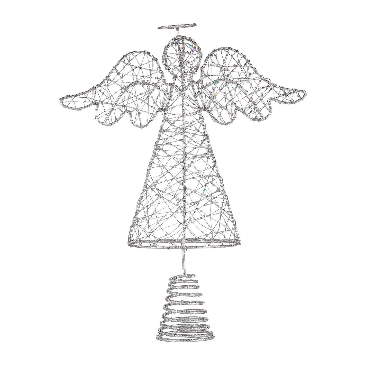 Silver Glitter Angel Christmas Tree Topper Homebase