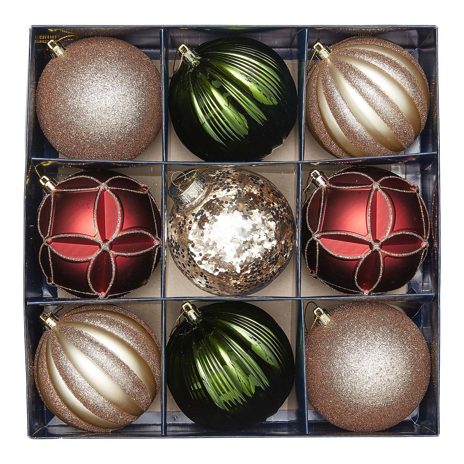 Deco Luxe Shatterproof Christmas Tree Baubles 9 Pack Homebase