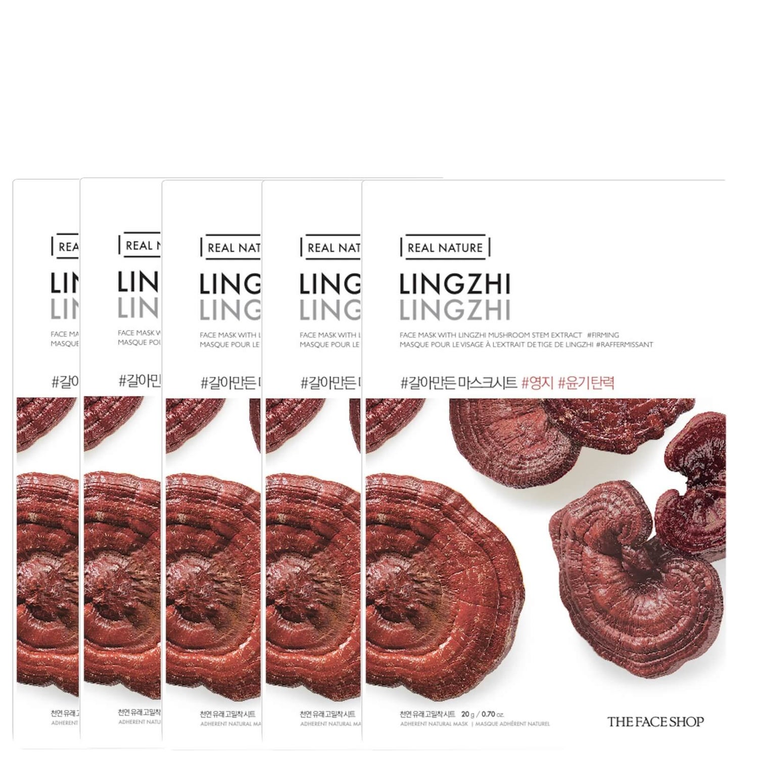 THE FACE SHOP Real Nature Sheet Mask Lingzhi (Pack of 5) LOOKFANTASTIC