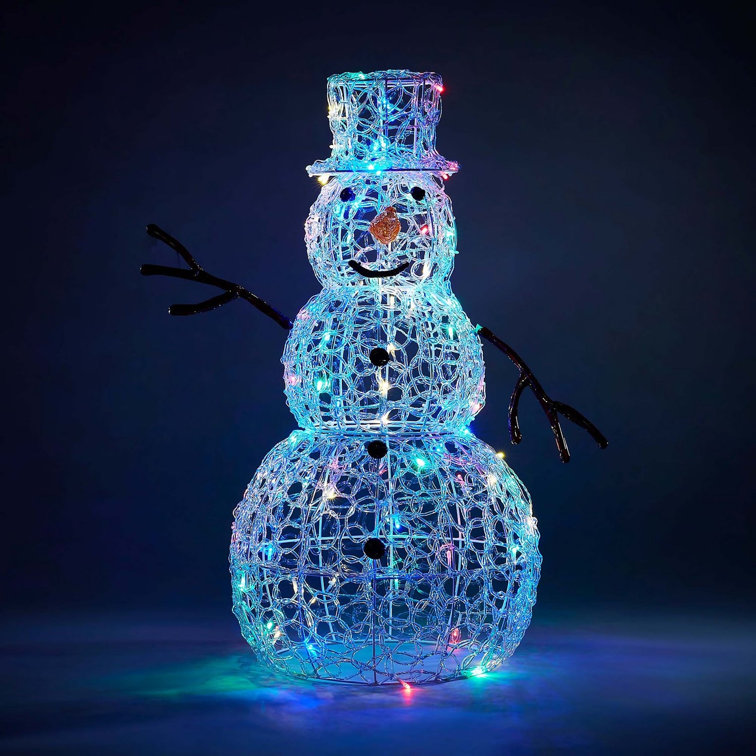 Acrylic Led Snowman Multicolour Outdoor Christmas Light Decoration 75cm